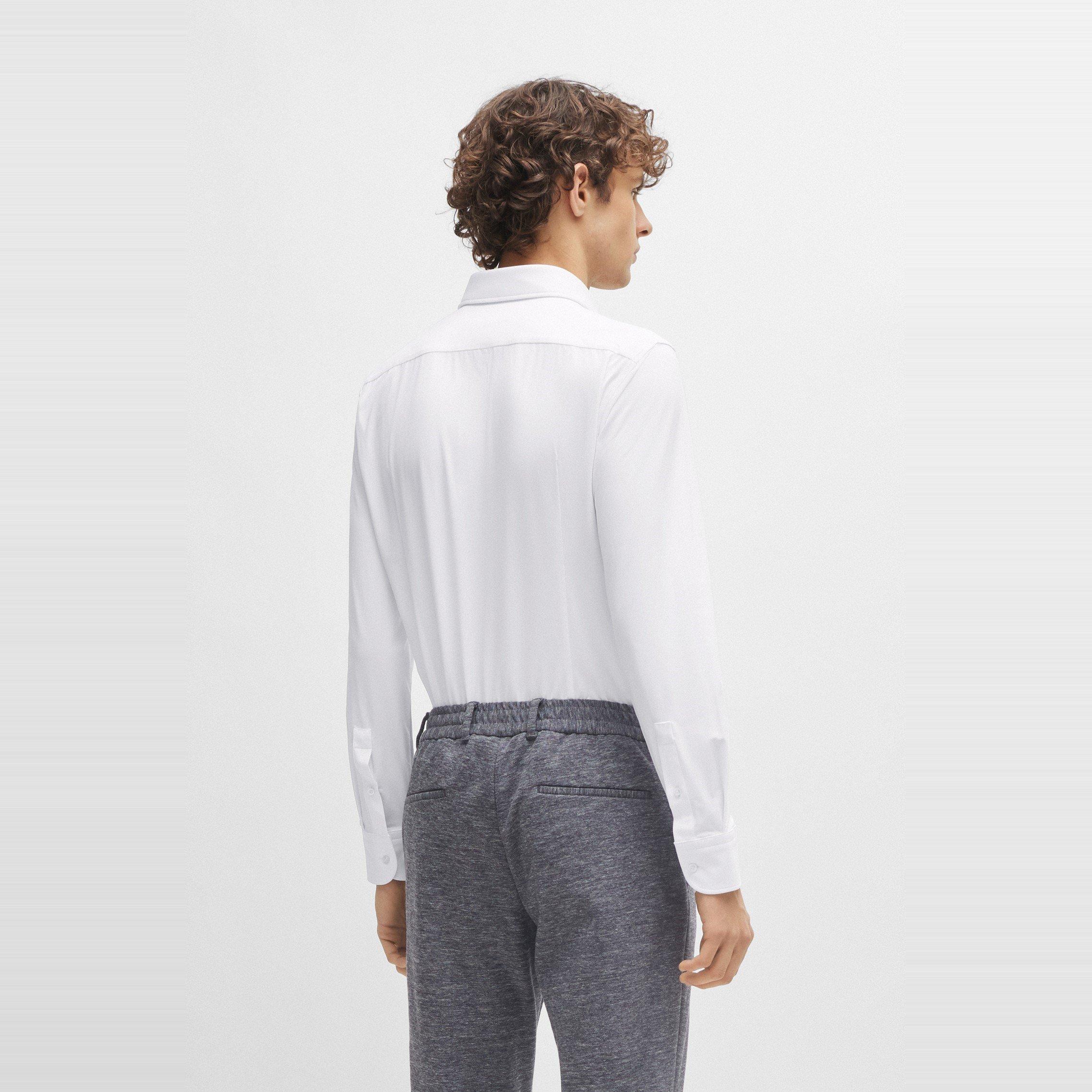 White - Boss - Men's P Hank Kent Long Sleeve Oxford Shirt - 3