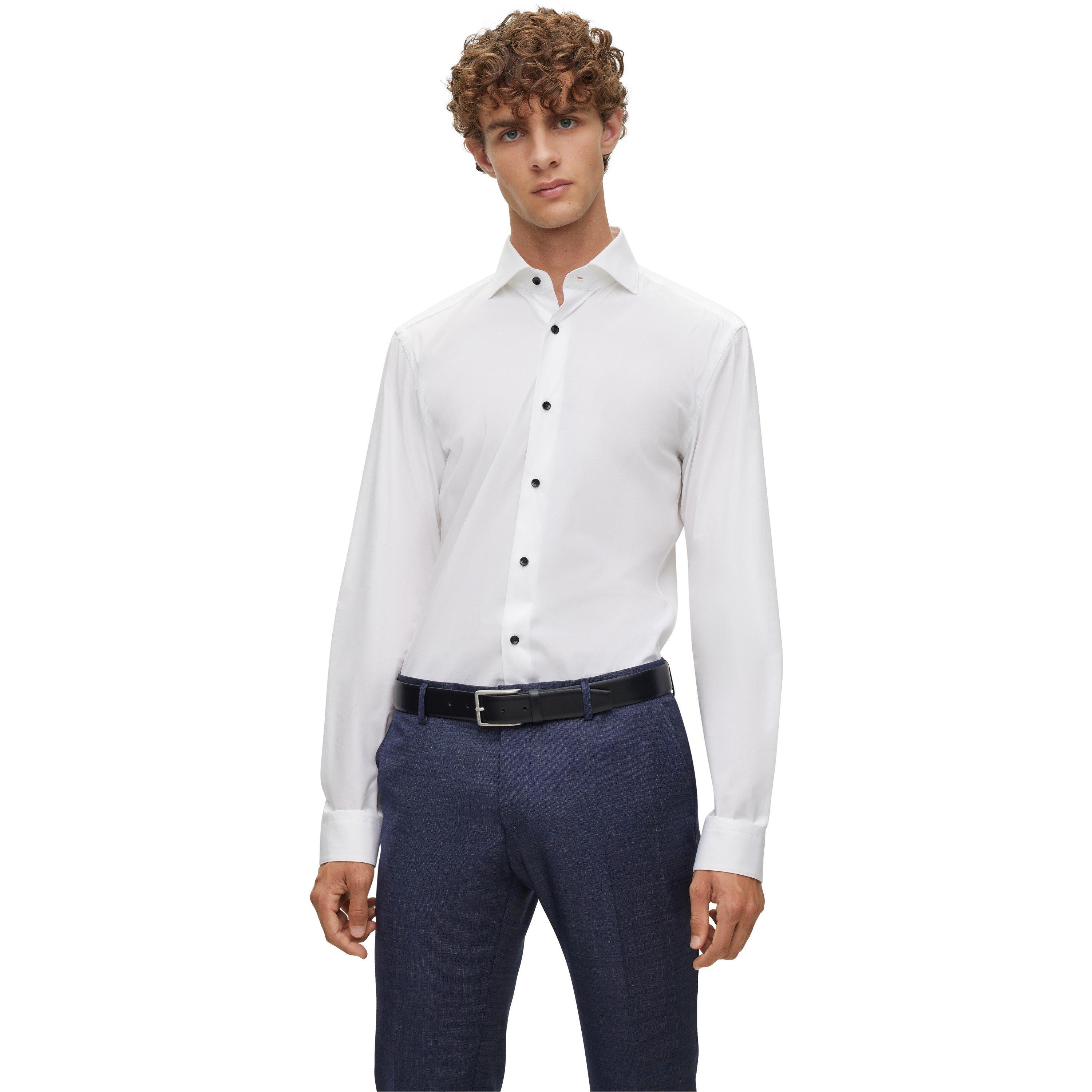 White - Boss - Men's Long Sleeve Oxford Shirt - 2