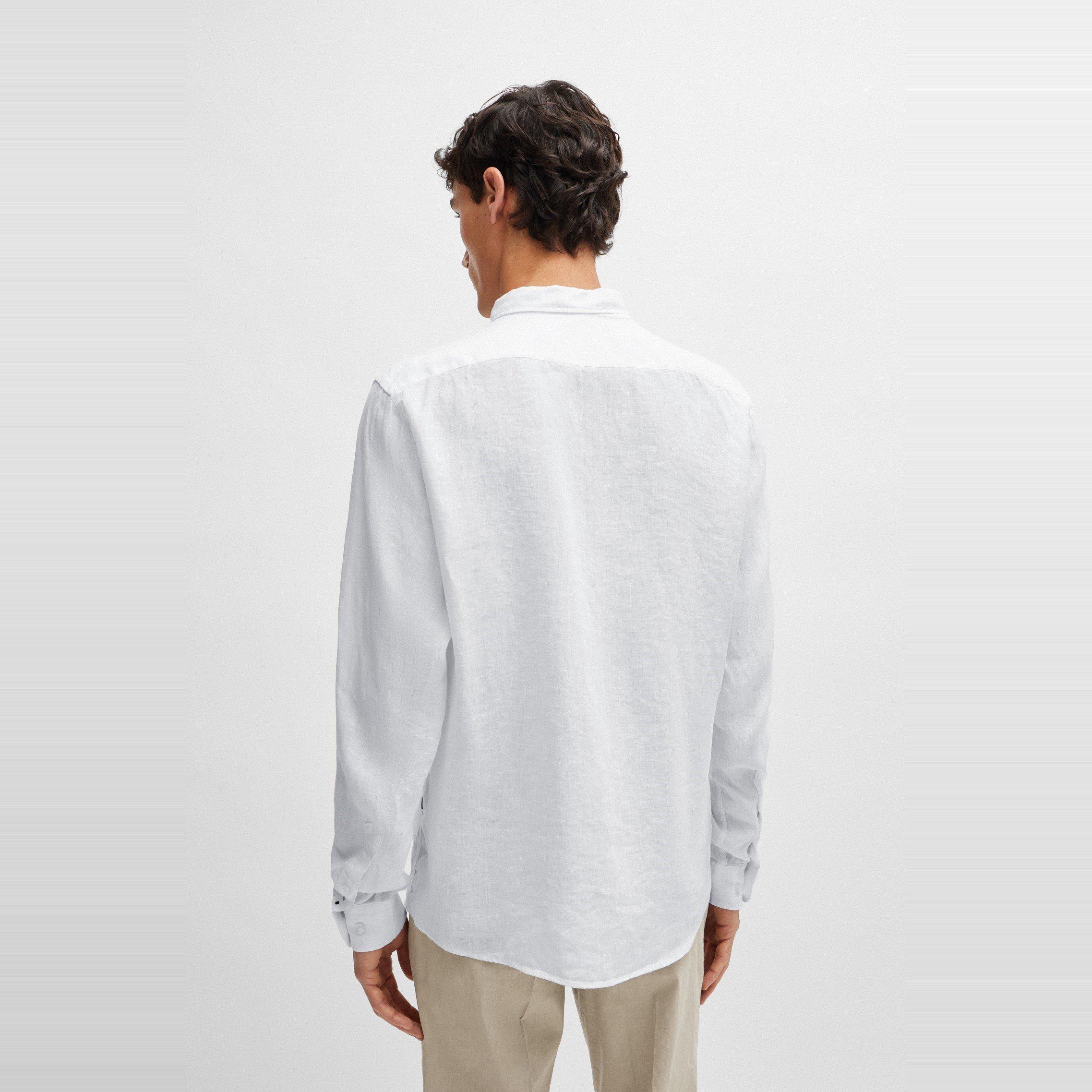 White - Boss - Men's Liam Long Sleeve Oxford Shirt - 3