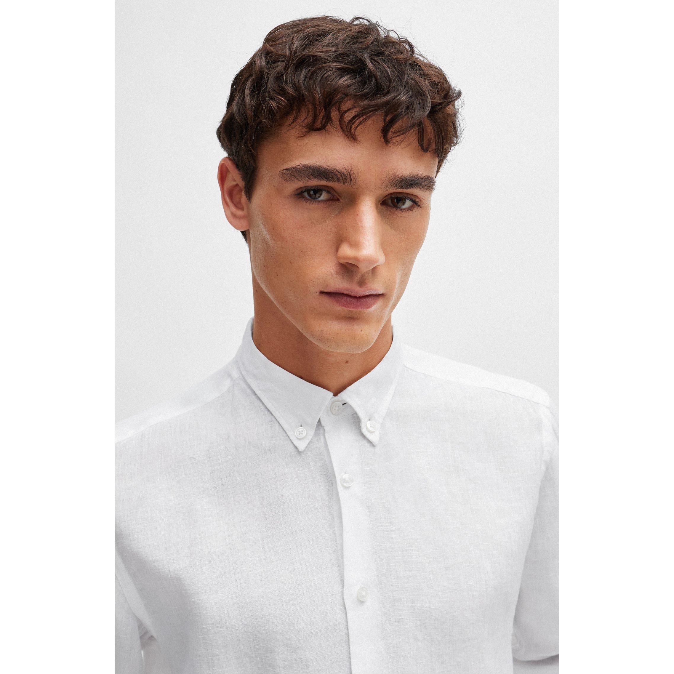 White - Boss - Men's Liam Long Sleeve Oxford Shirt - 5