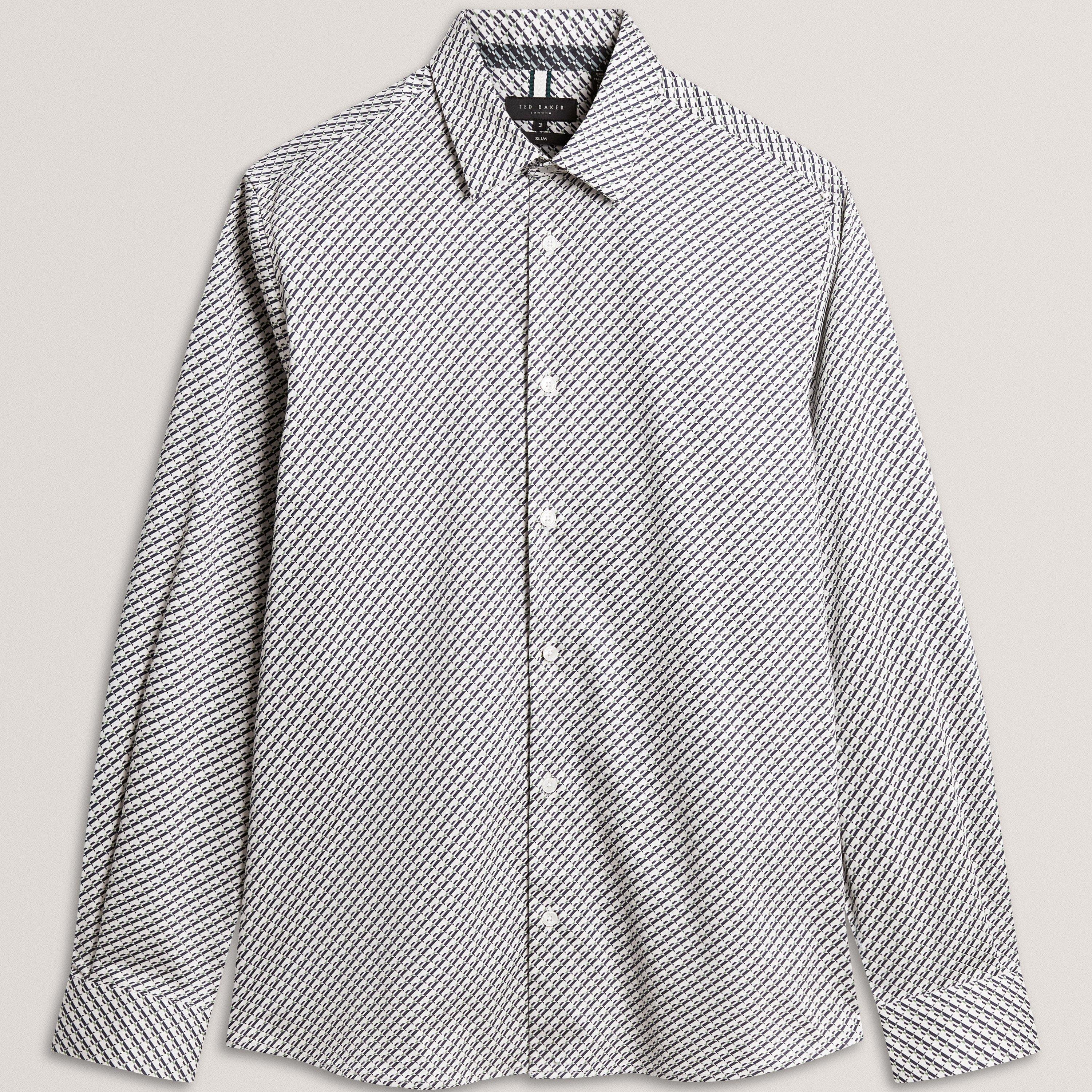 Ted Baker Men's Ls Slim Geo Long Sleeve Patterned Shirt - Grey - M (3)