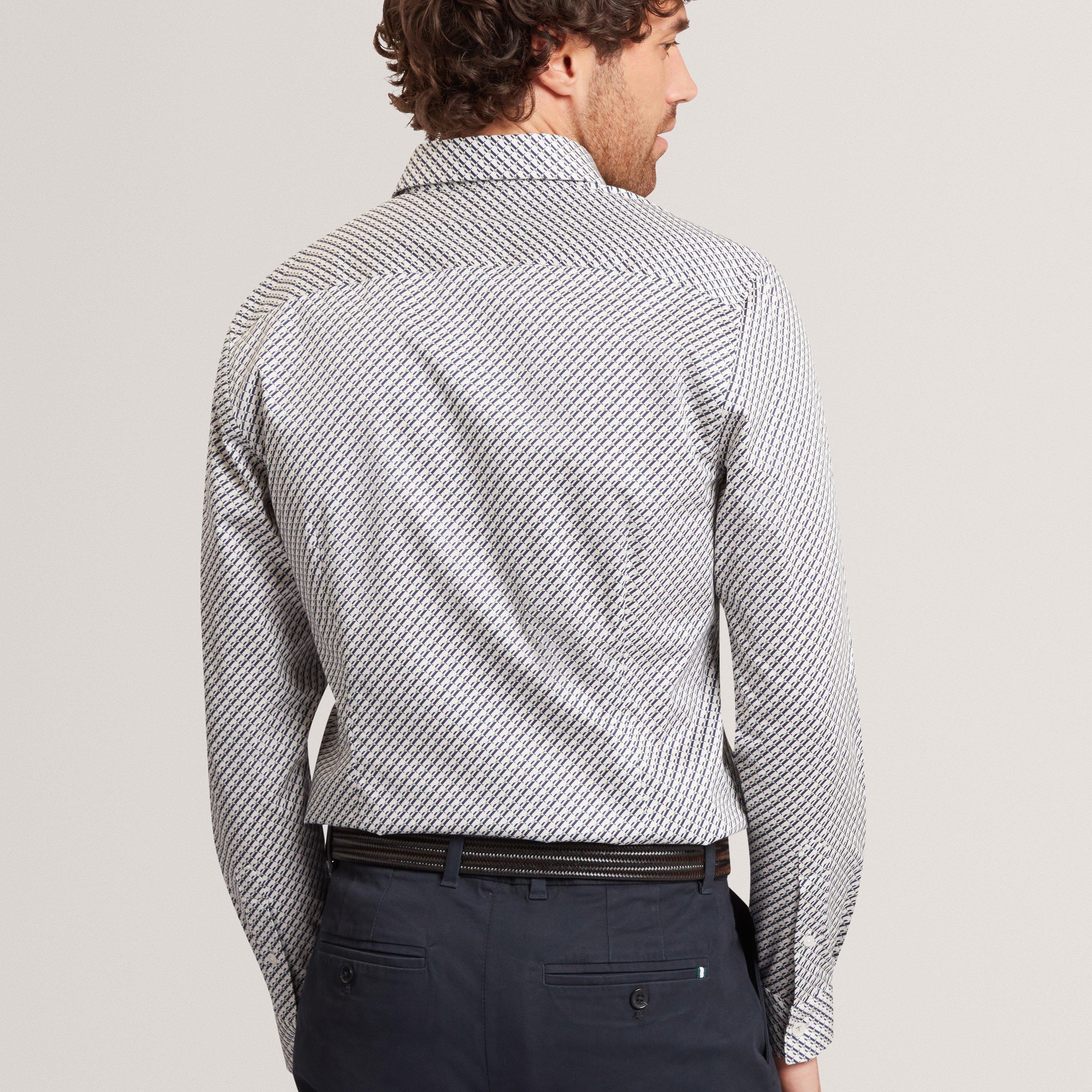 GREY - Ted Baker - Mens LS Slim Geo Long Sleeve Patterned Shirt - 3