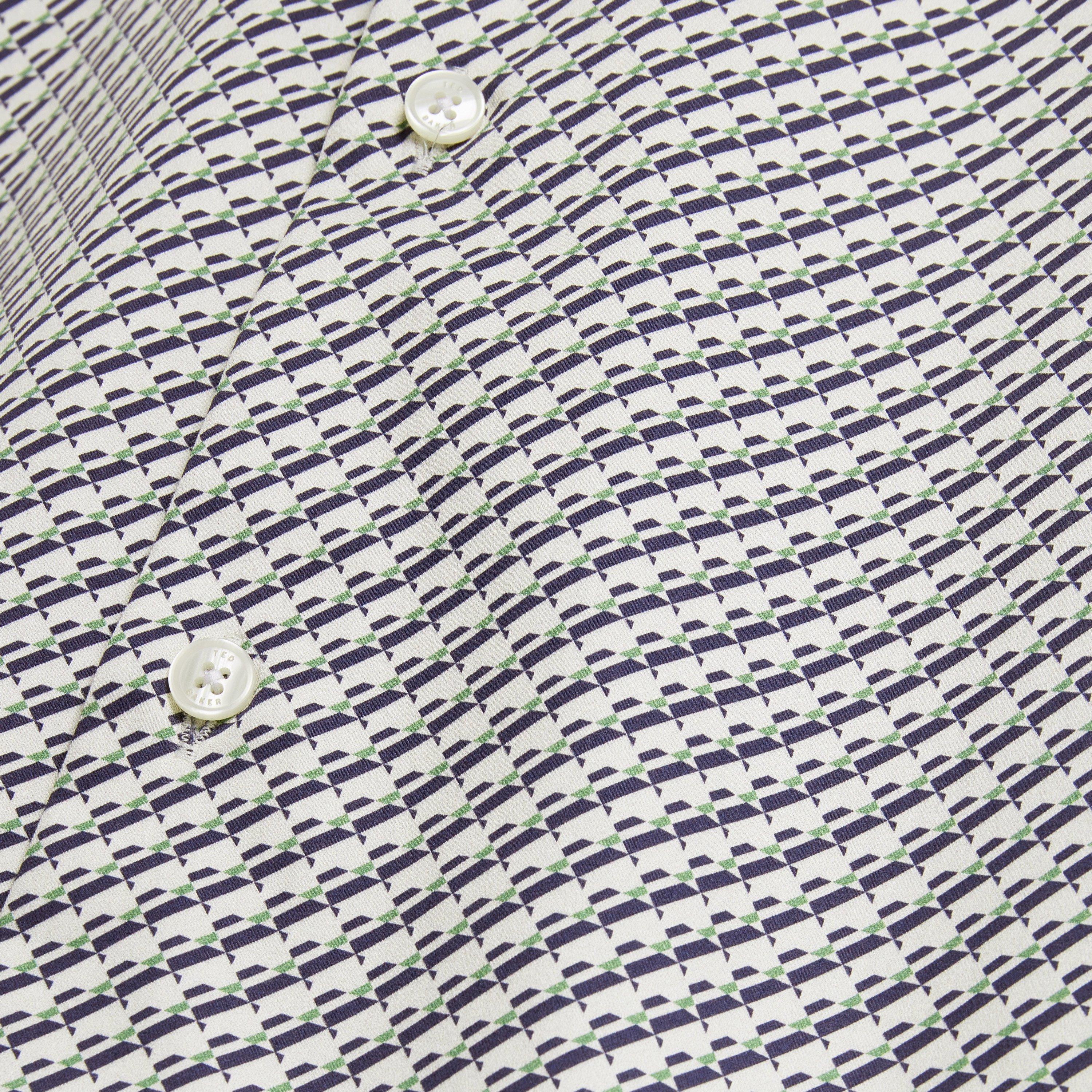 GREY - Ted Baker - Mens LS Slim Geo Long Sleeve Patterned Shirt - 4