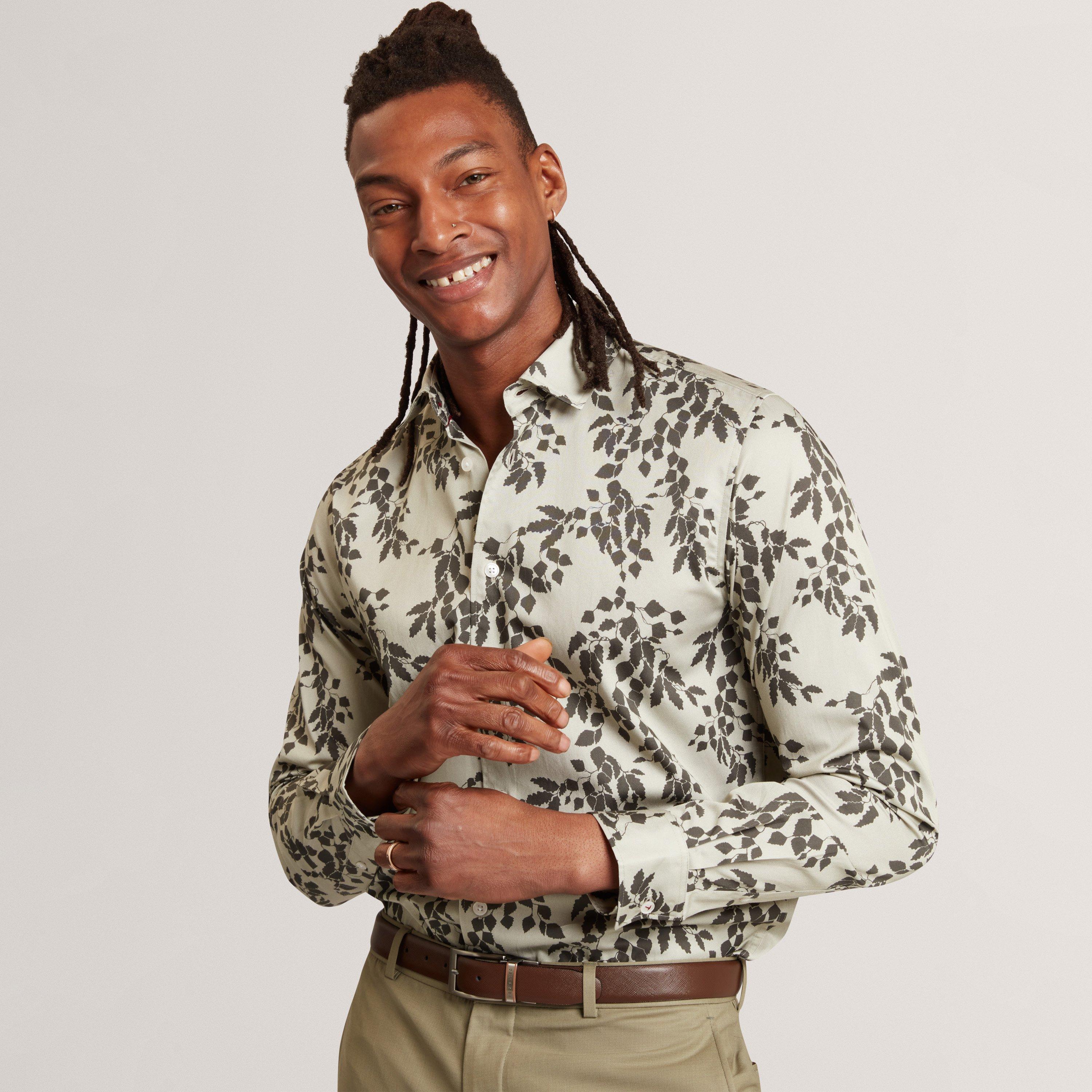 LT-GREEN - Ted Baker - Men's LS Print Long Sleeve Patterned Shirt - 2