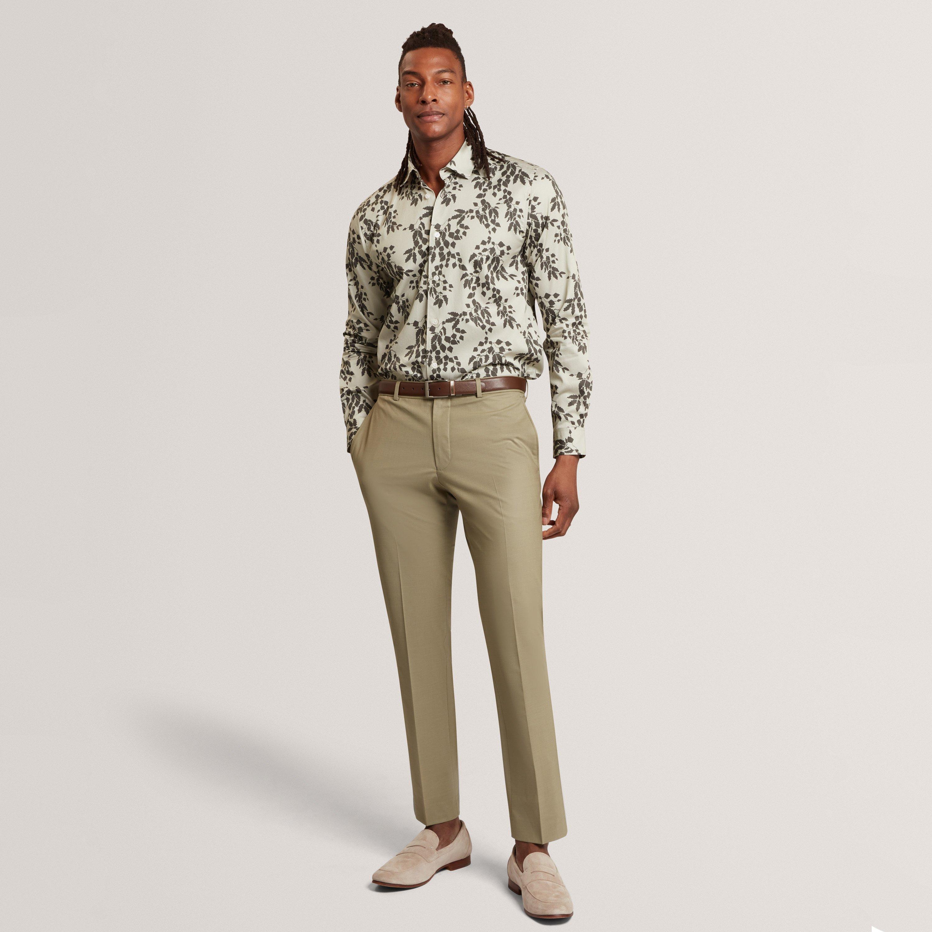 LT-GREEN - Ted Baker - Men's LS Print Long Sleeve Patterned Shirt - 5