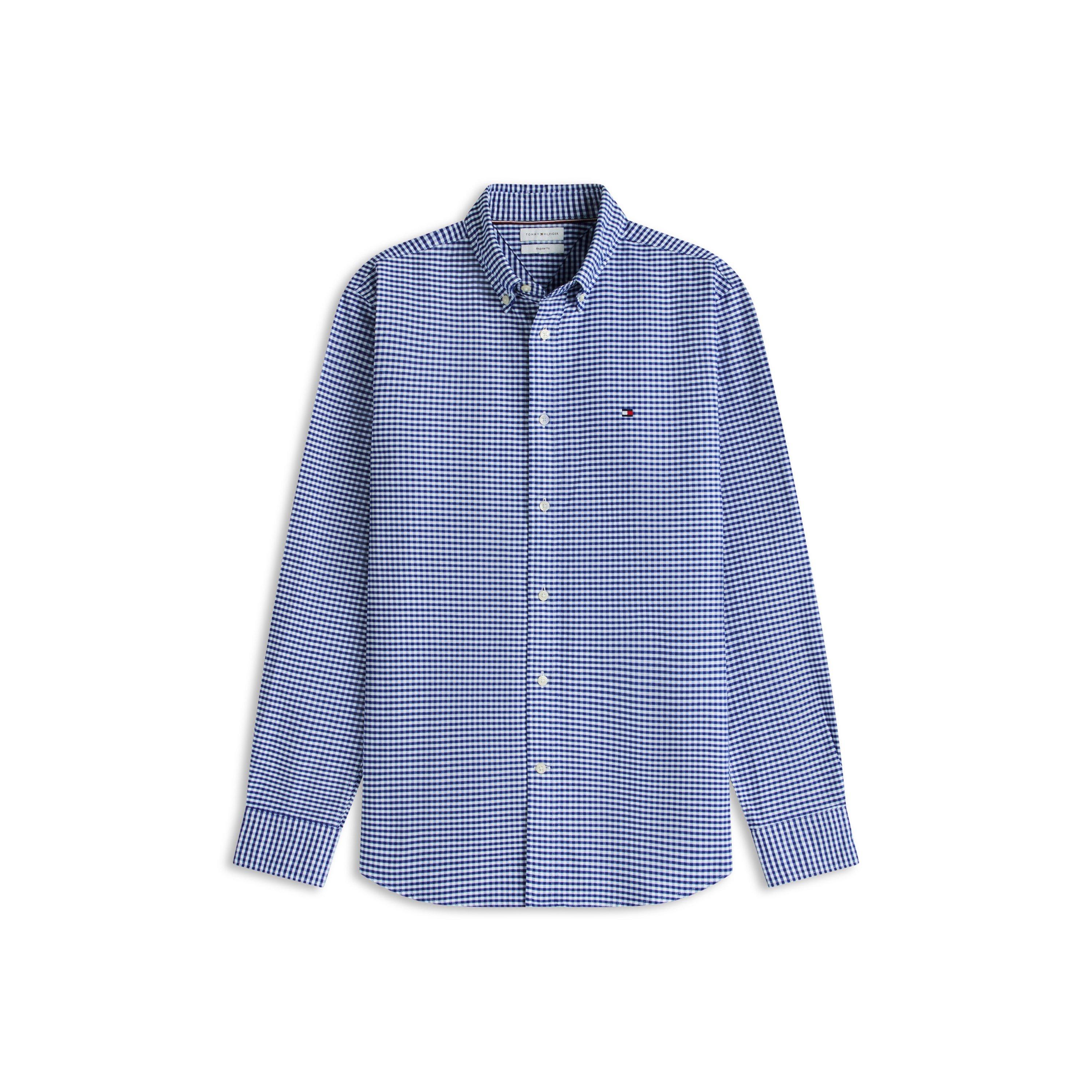 Ryl Blu/Check - Tommy Hilfiger - Men's Oxford Gingham Cotton Long-Sleeve Shirt - 1
