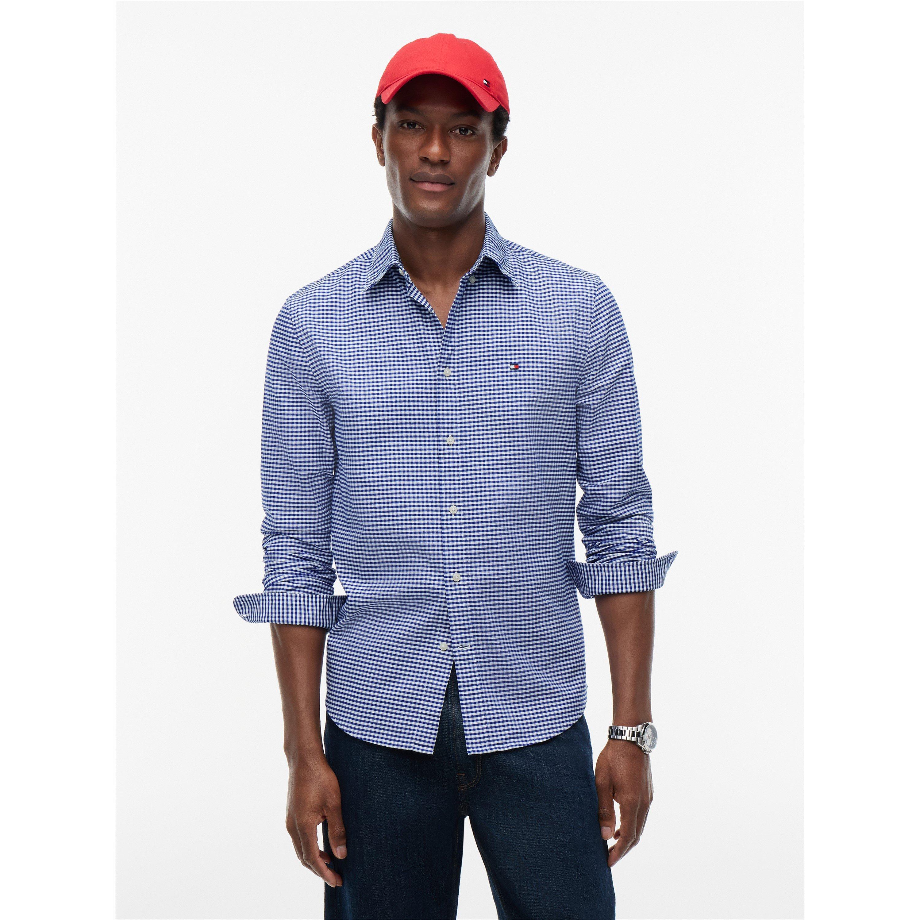 Ryl Blu/Check - Tommy Hilfiger - Men's Oxford Gingham Cotton Long-Sleeve Shirt - 2