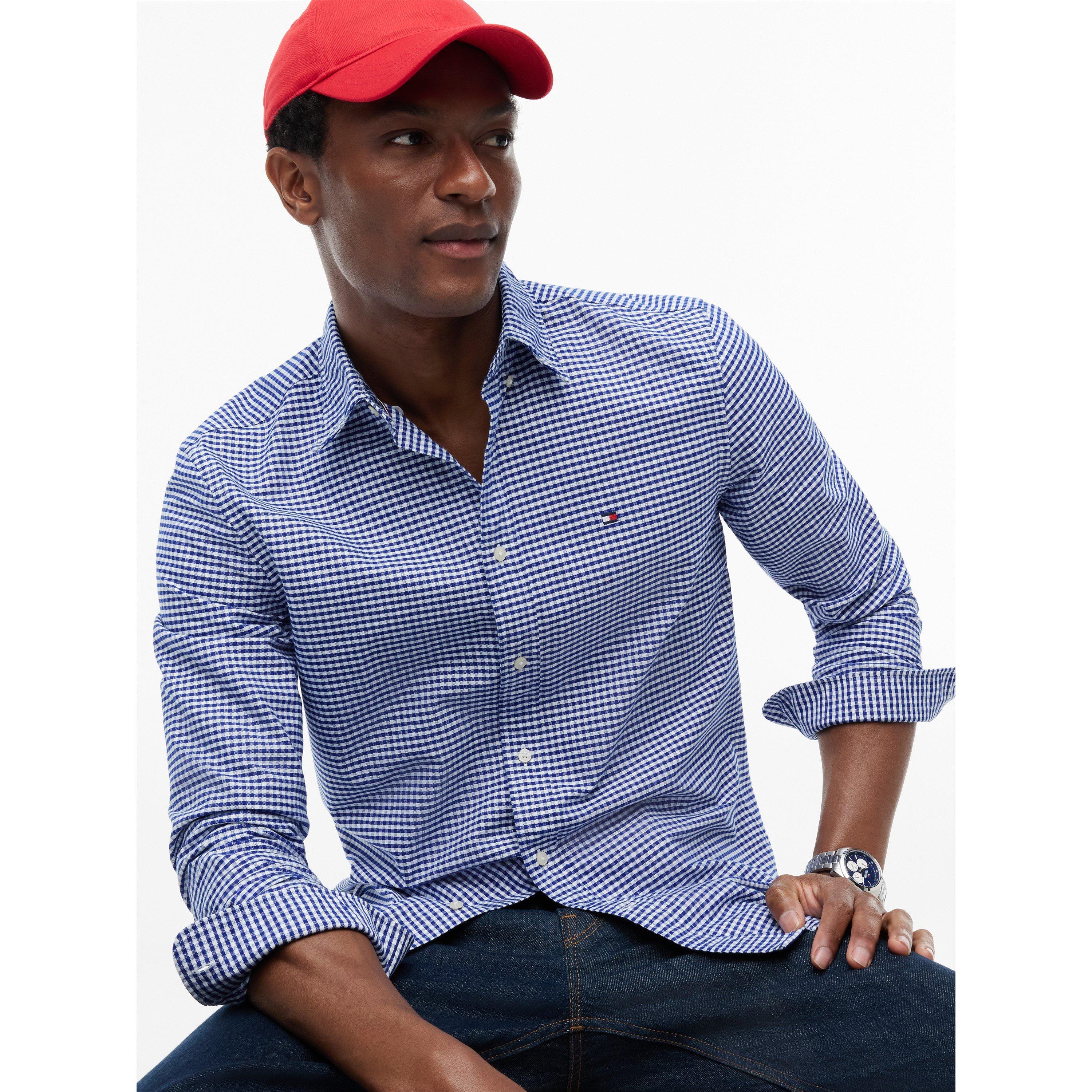 Ryl Blu/Check - Tommy Hilfiger - Men's Oxford Gingham Cotton Long-Sleeve Shirt - 3