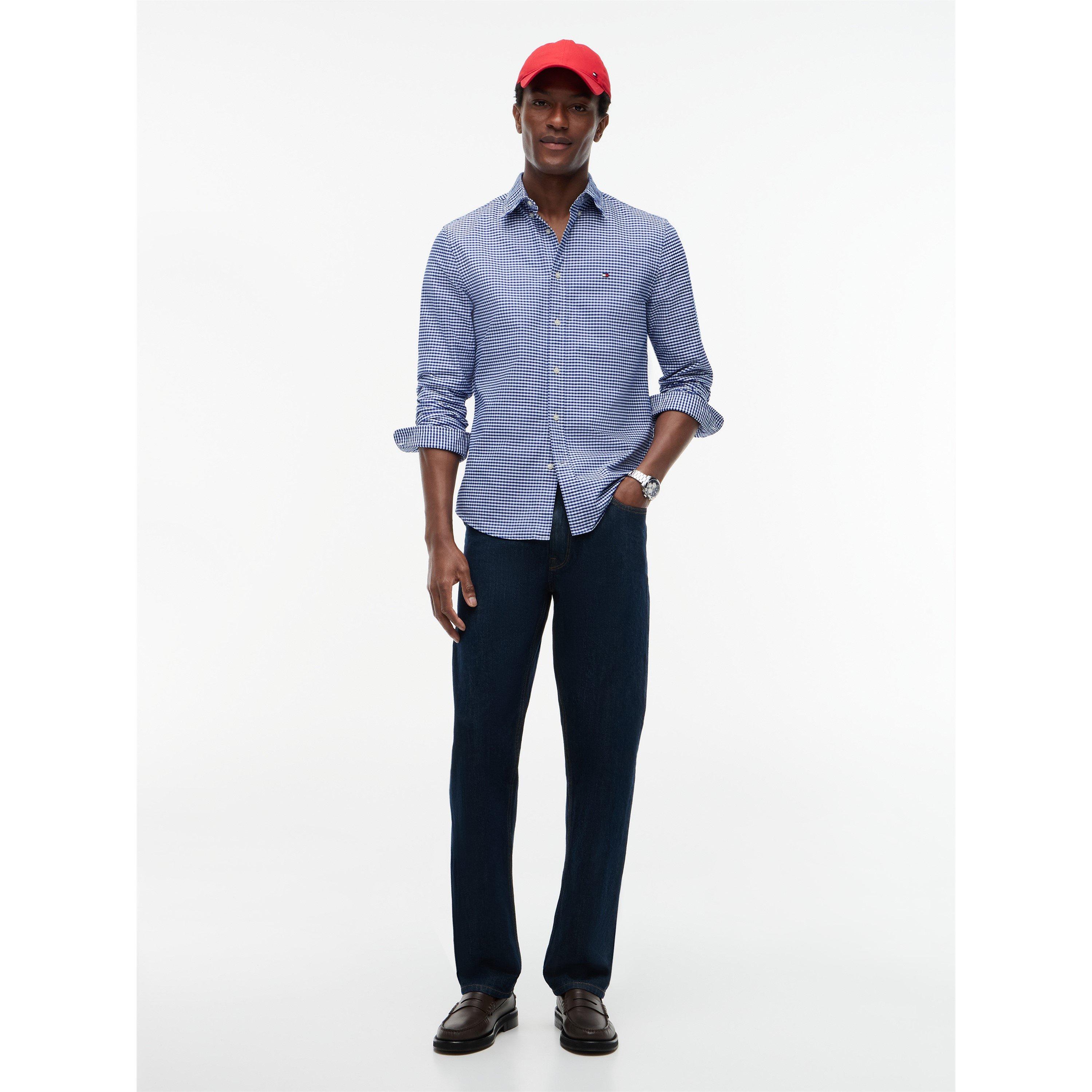 Ryl Blu/Check - Tommy Hilfiger - Men's Oxford Gingham Cotton Long-Sleeve Shirt - 4
