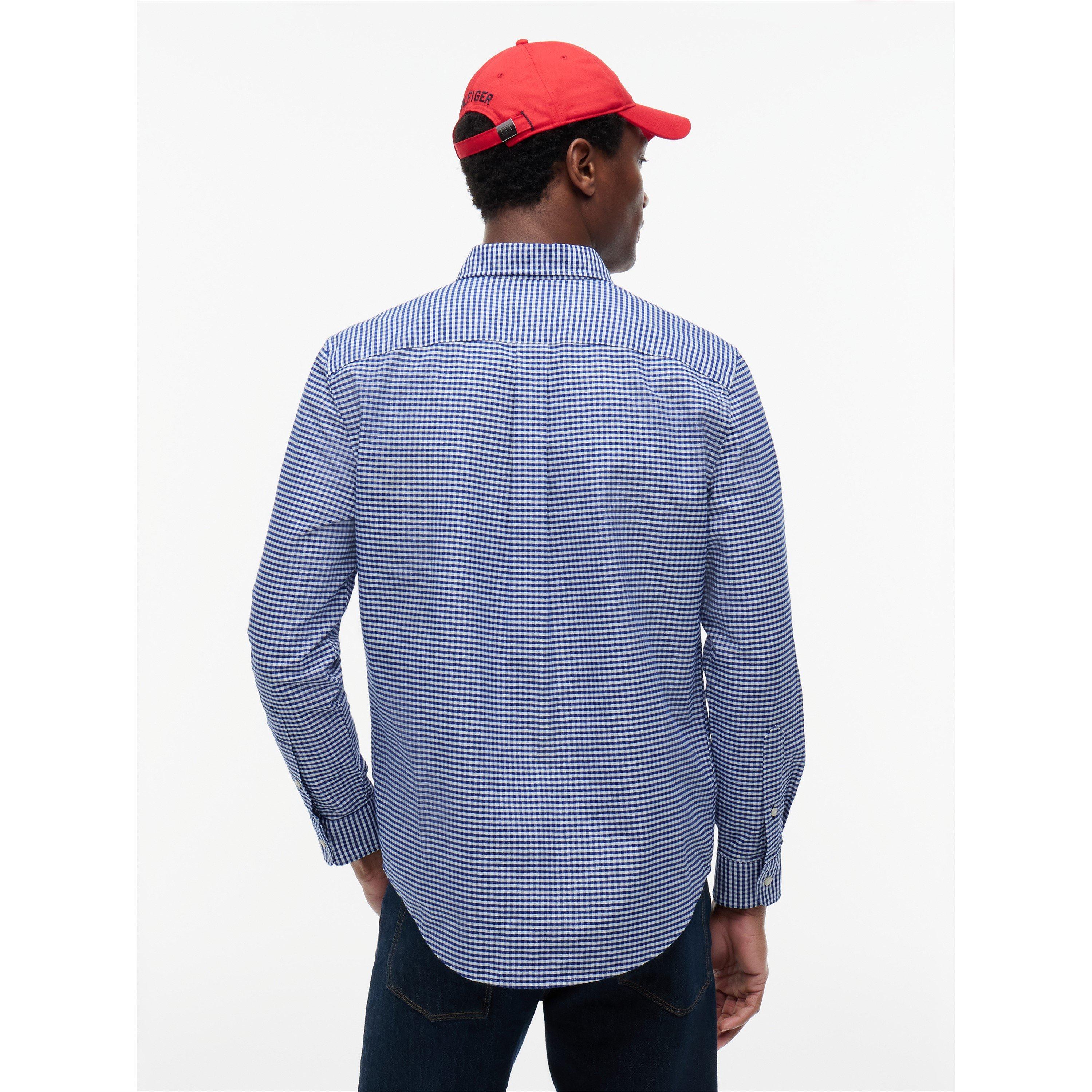 Ryl Blu/Check - Tommy Hilfiger - Men's Oxford Gingham Cotton Long-Sleeve Shirt - 6