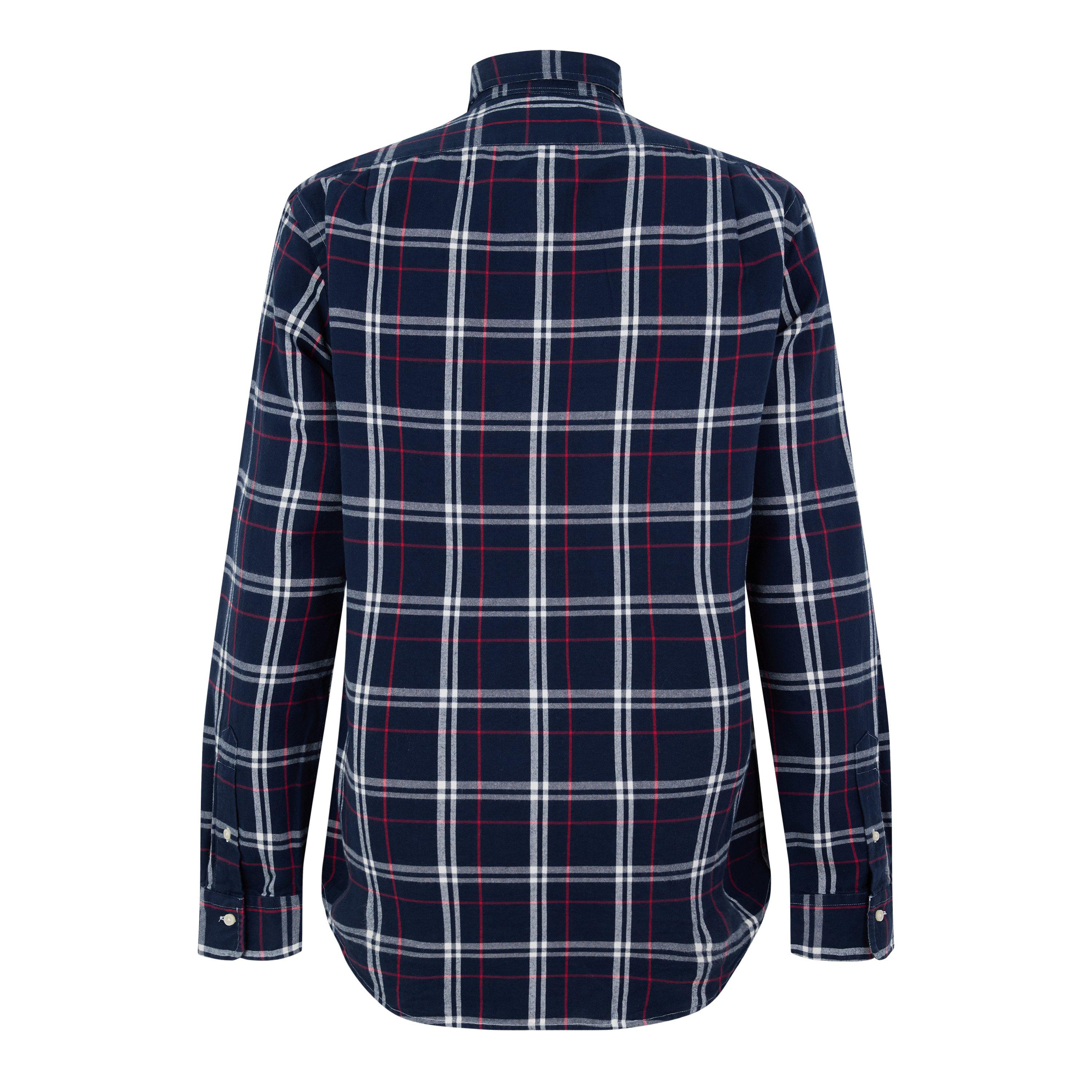 Navy Red White - Polo Ralph Lauren - Men's Check Cotton Long-Sleeve Oxford Shirt - 2