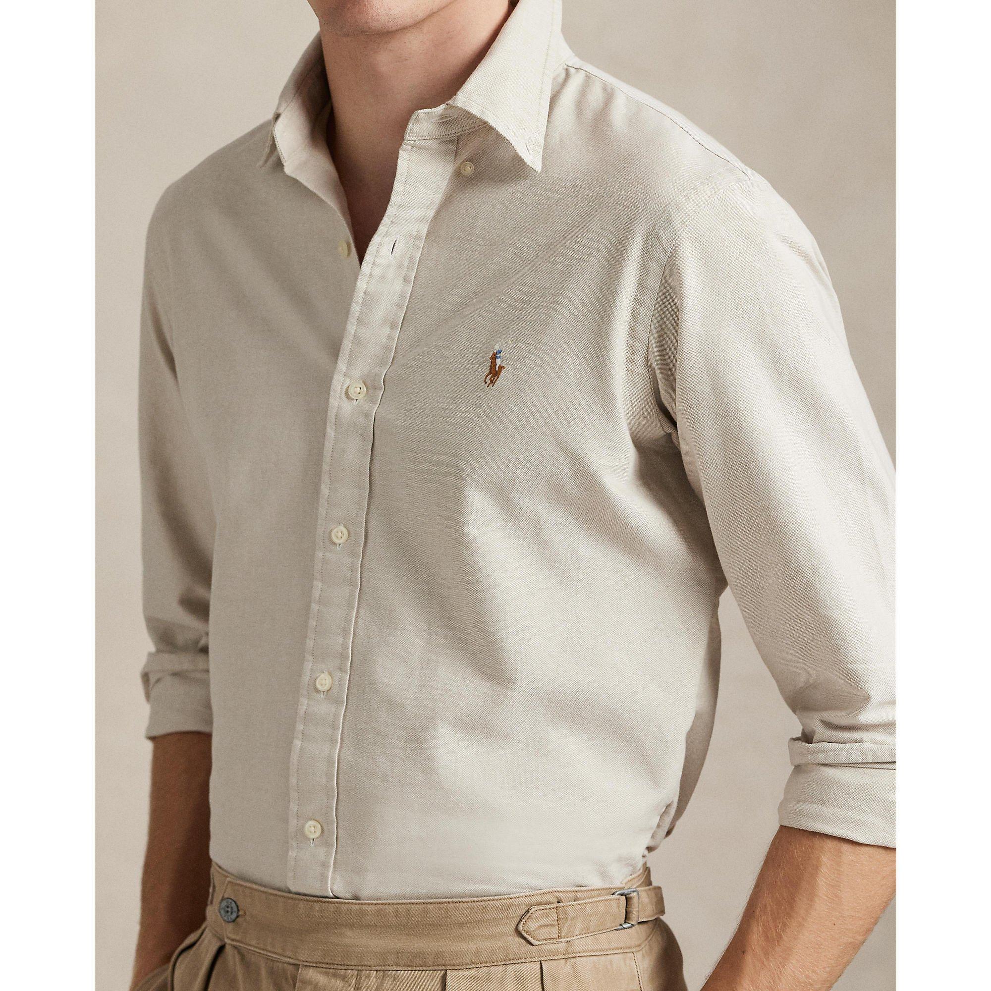 Coastal Beige - Polo Ralph Lauren - Men's Oxford Long-Sleeve Plain Shirt - 5