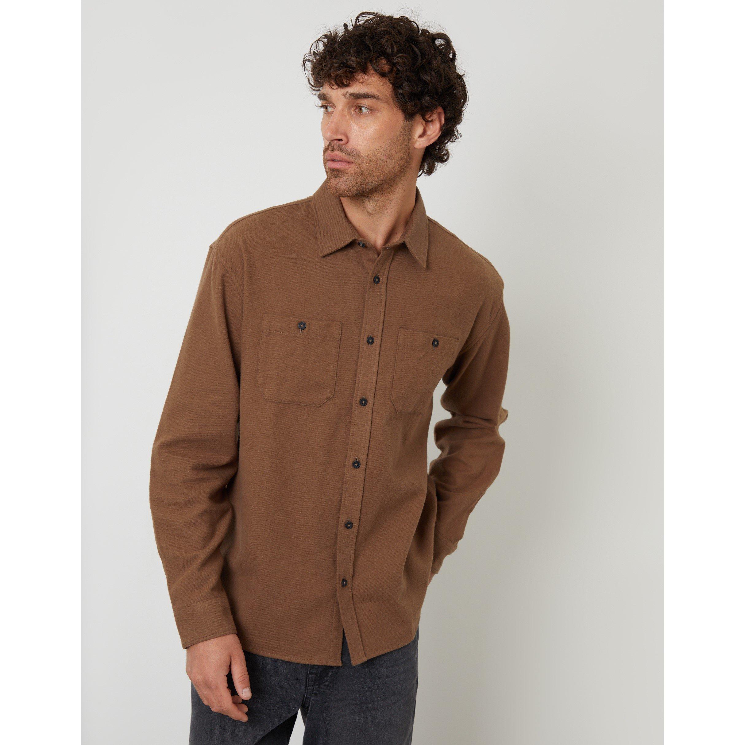 Threadbare Men's Tb Firfield Long Sleeve Patterned Shirt - Cigar - 2X Large