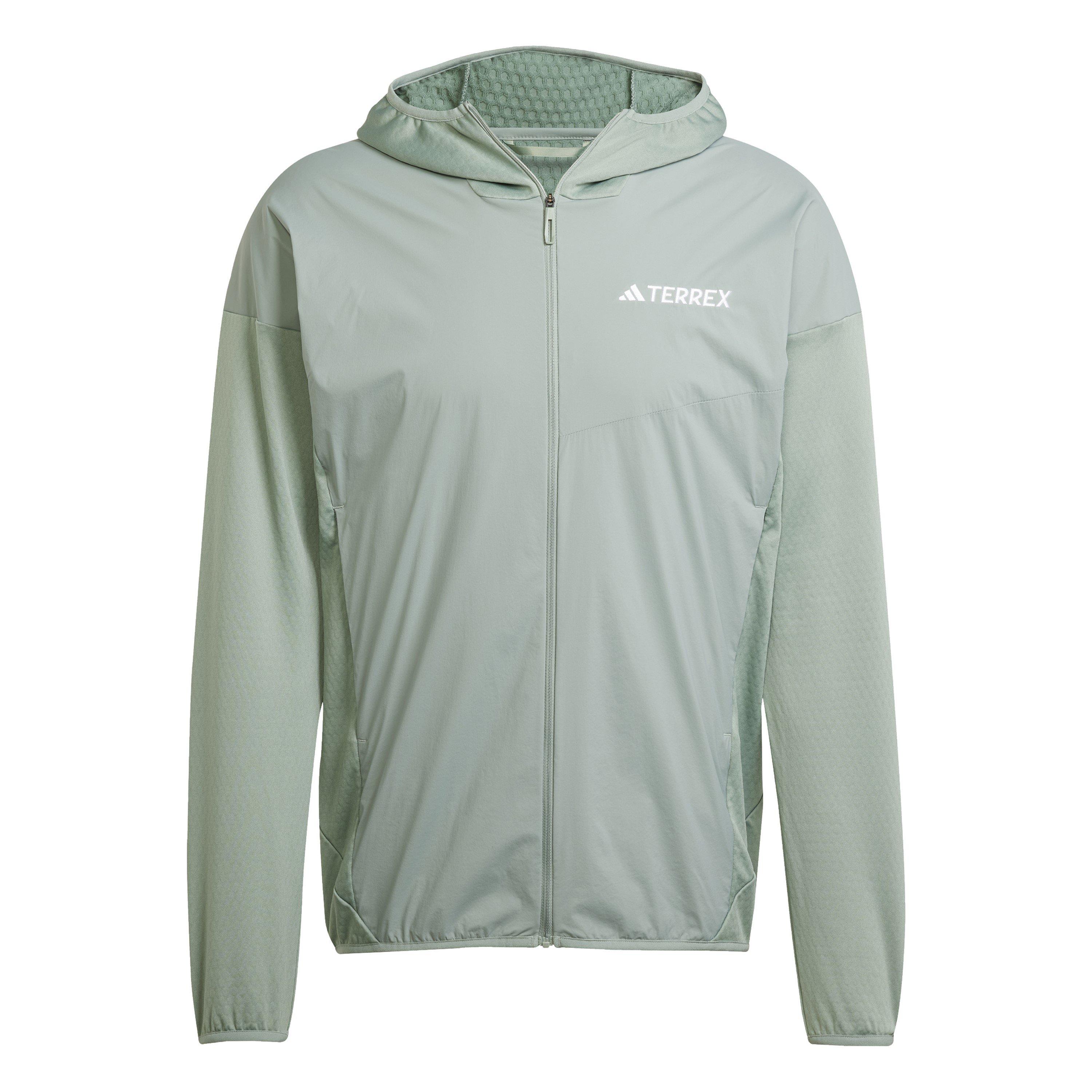 Adidas Men's Terrex Xperior Climawarm+ Wind Light Fleece Hooded Jacket - Silver Green - S