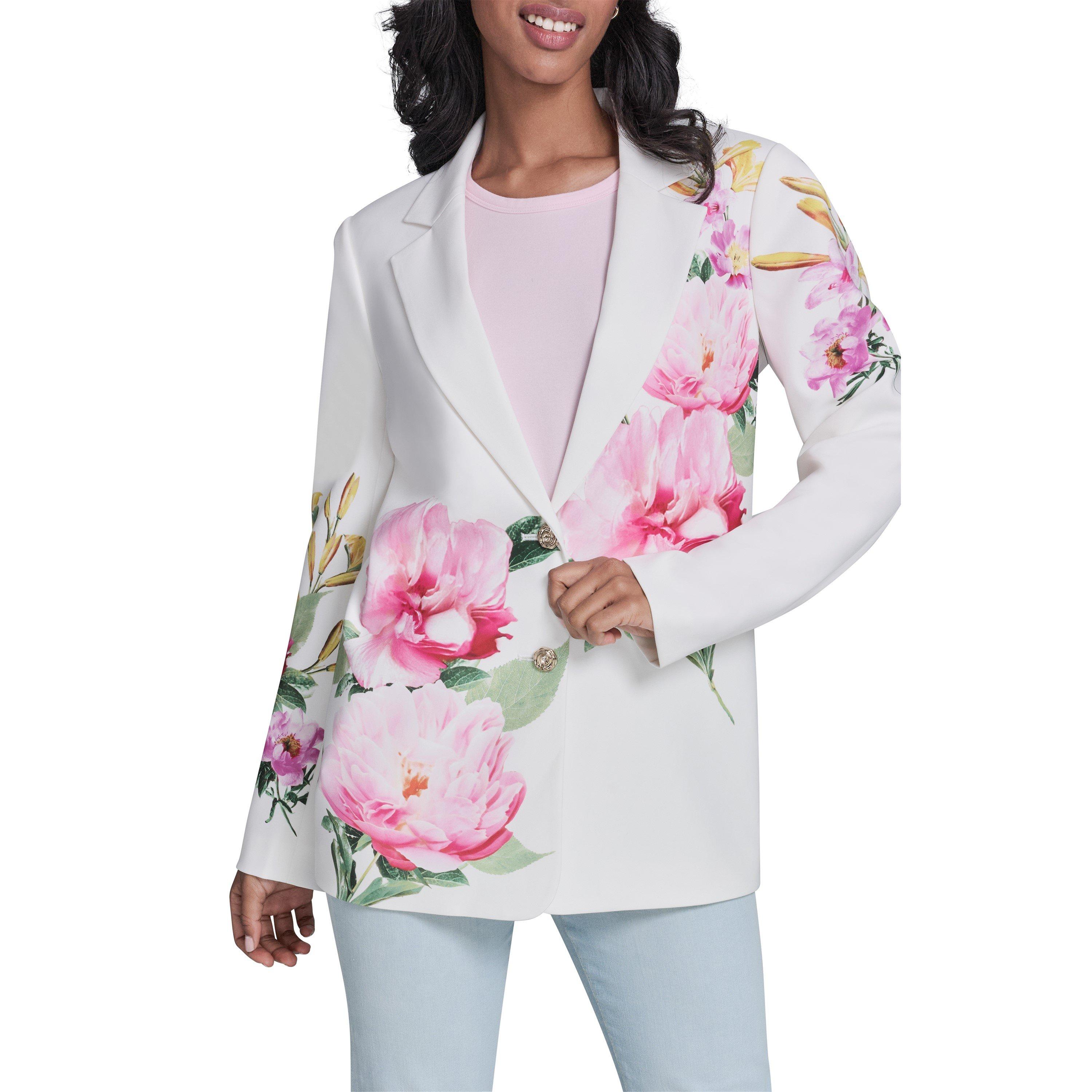 White/Floral - Karl Lagerfeld - Women's Sportswear Blazer - 1