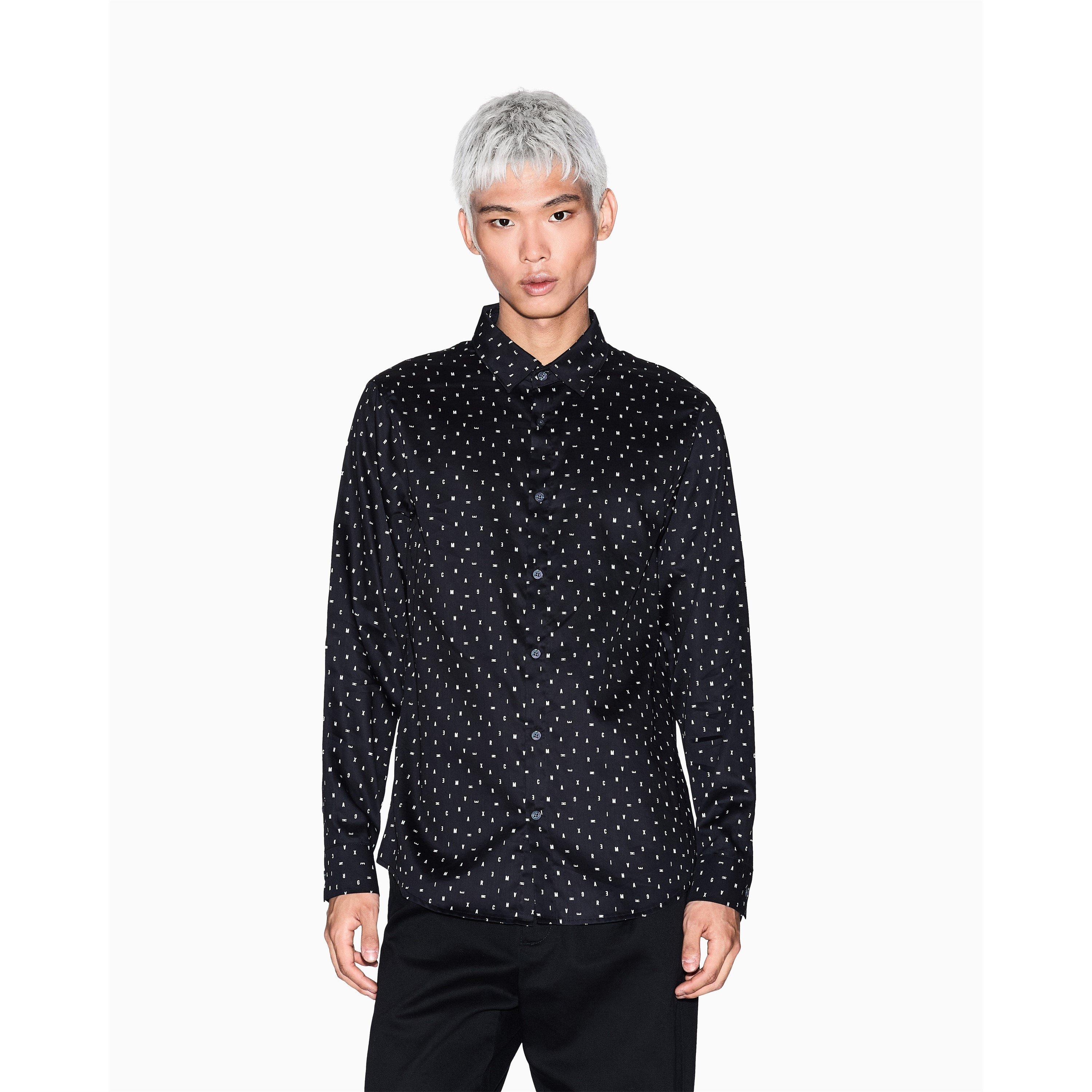Armani Exchange Men's Long Sleeve Plain Shirt - Black - L