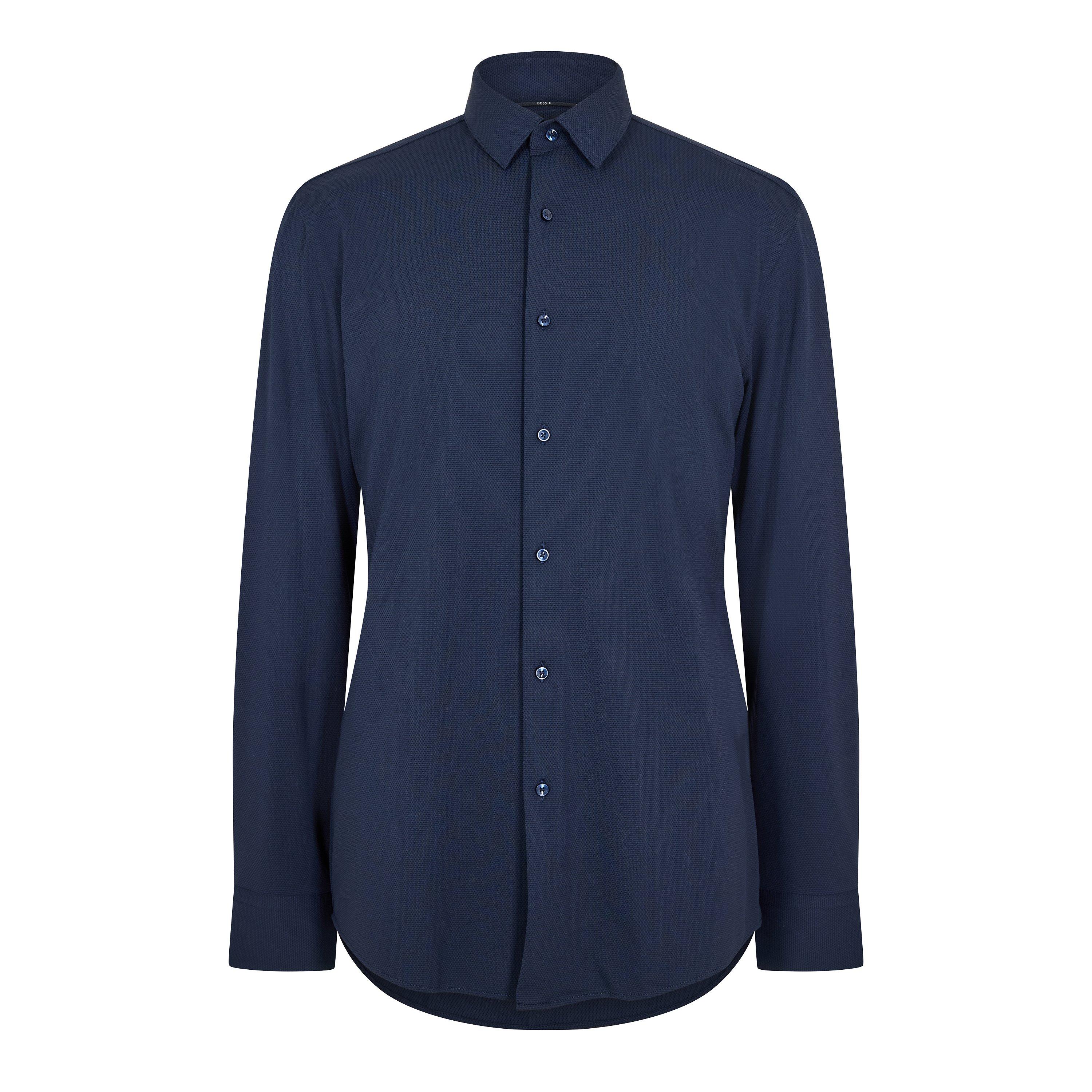 Boss Men's P Hank S Kent Long Sleeve Oxford Shirt - Dark Blue - 15.7 inch