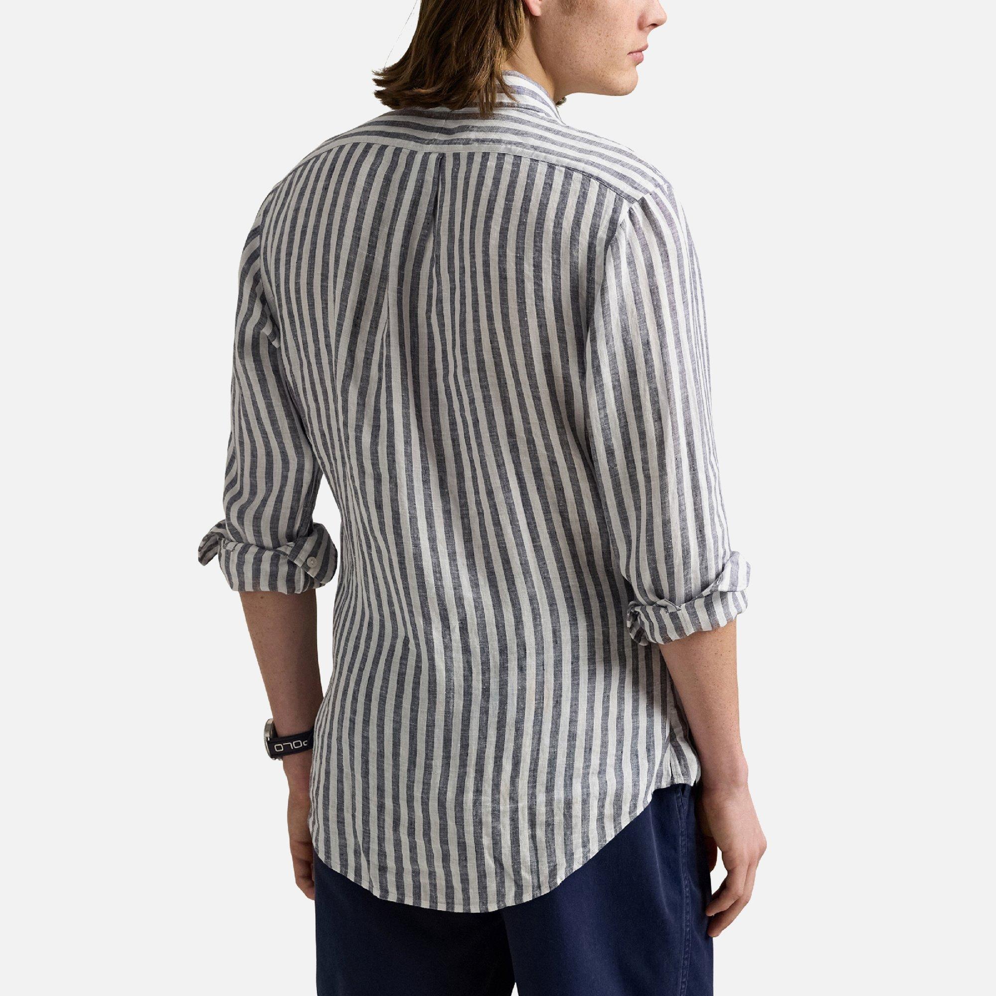 Navy/White - Ralph Lauren - Men's Long Sleeve Striped Shirt - 4