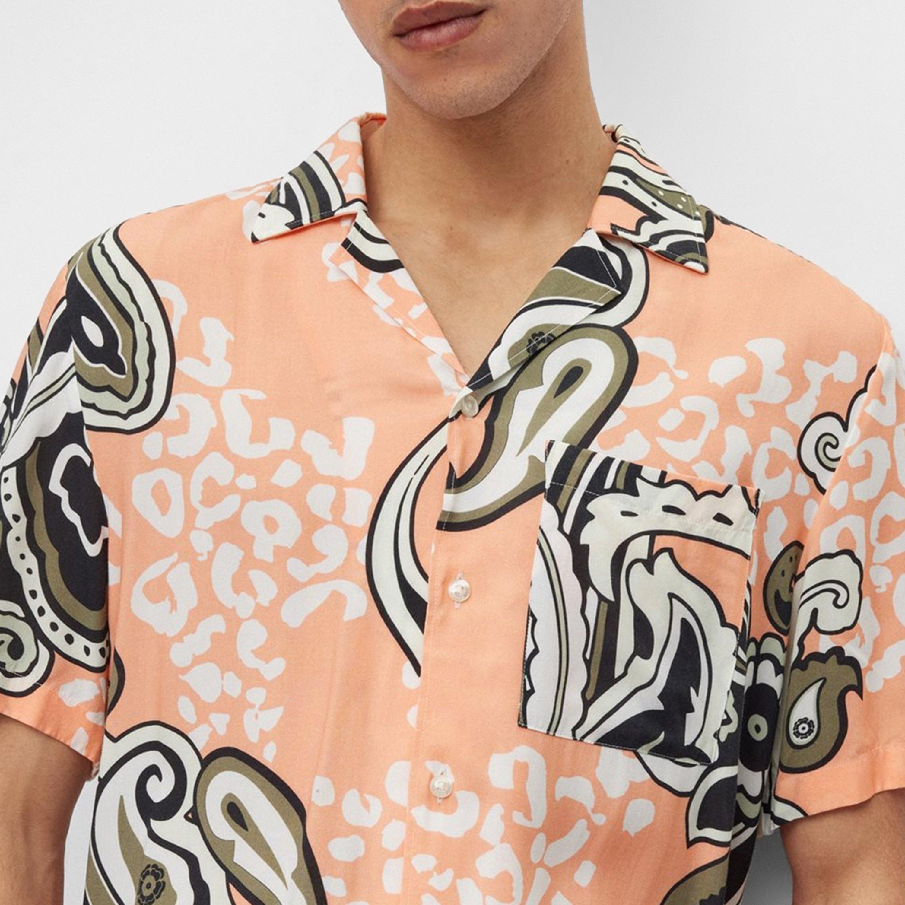 Red 630 - Hugo - Men's Ellino Short Sleeve Patterned Shirt - 5