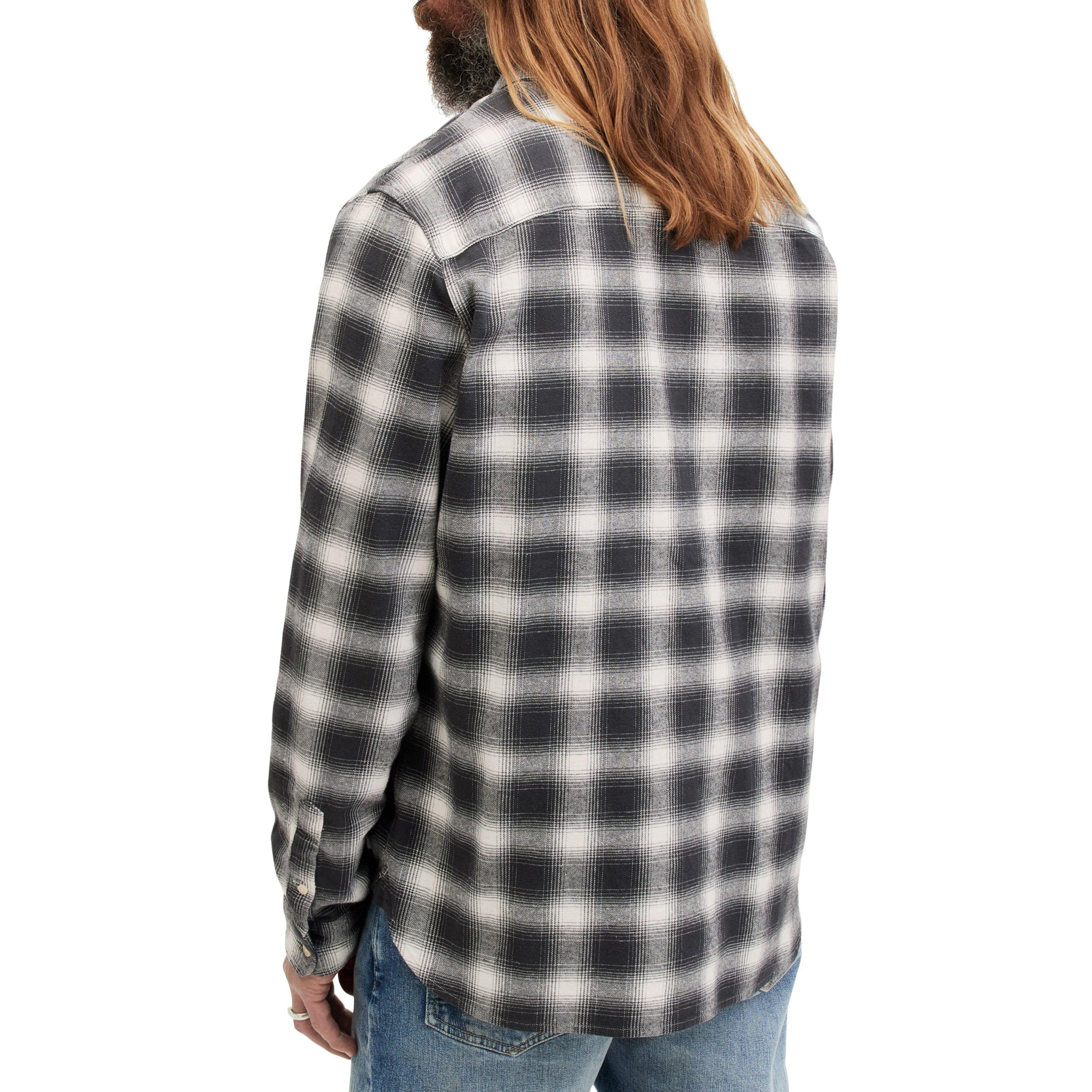 Oatmeal - AllSaints - Men's Malpaso Relaxed Fit Long-Sleeve Plain Shirt - 3