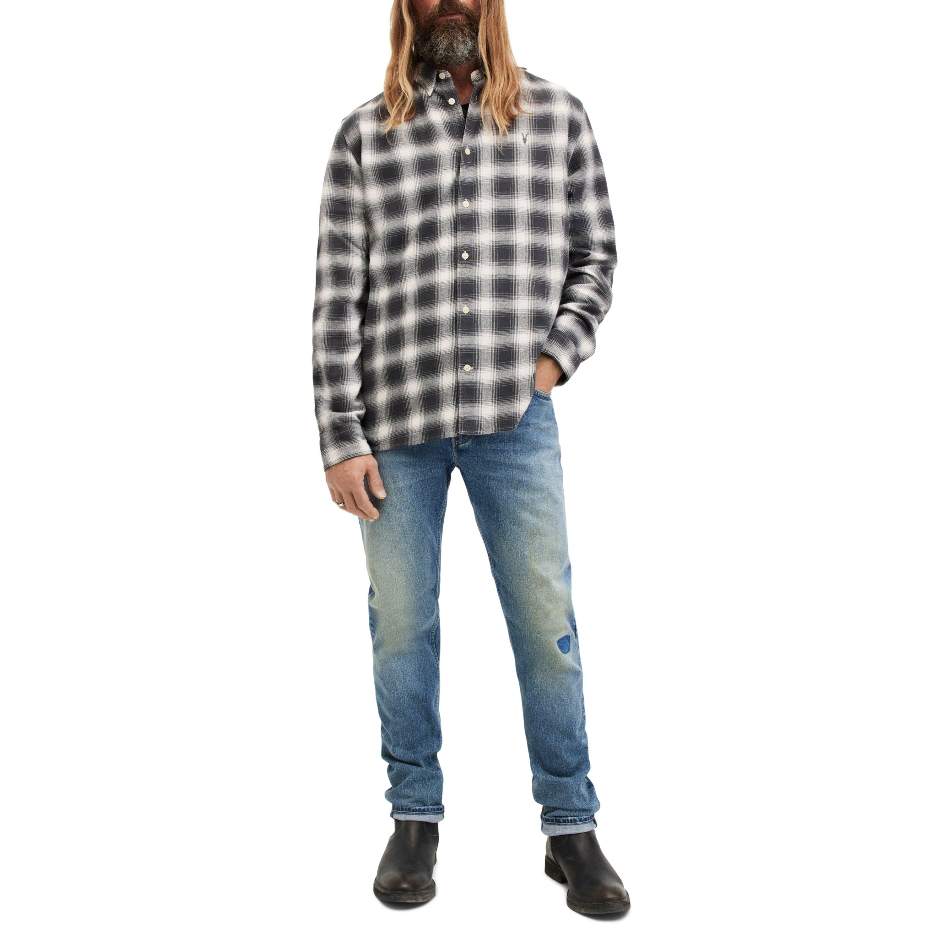 Oatmeal - AllSaints - Men's Malpaso Relaxed Fit Long-Sleeve Plain Shirt - 6