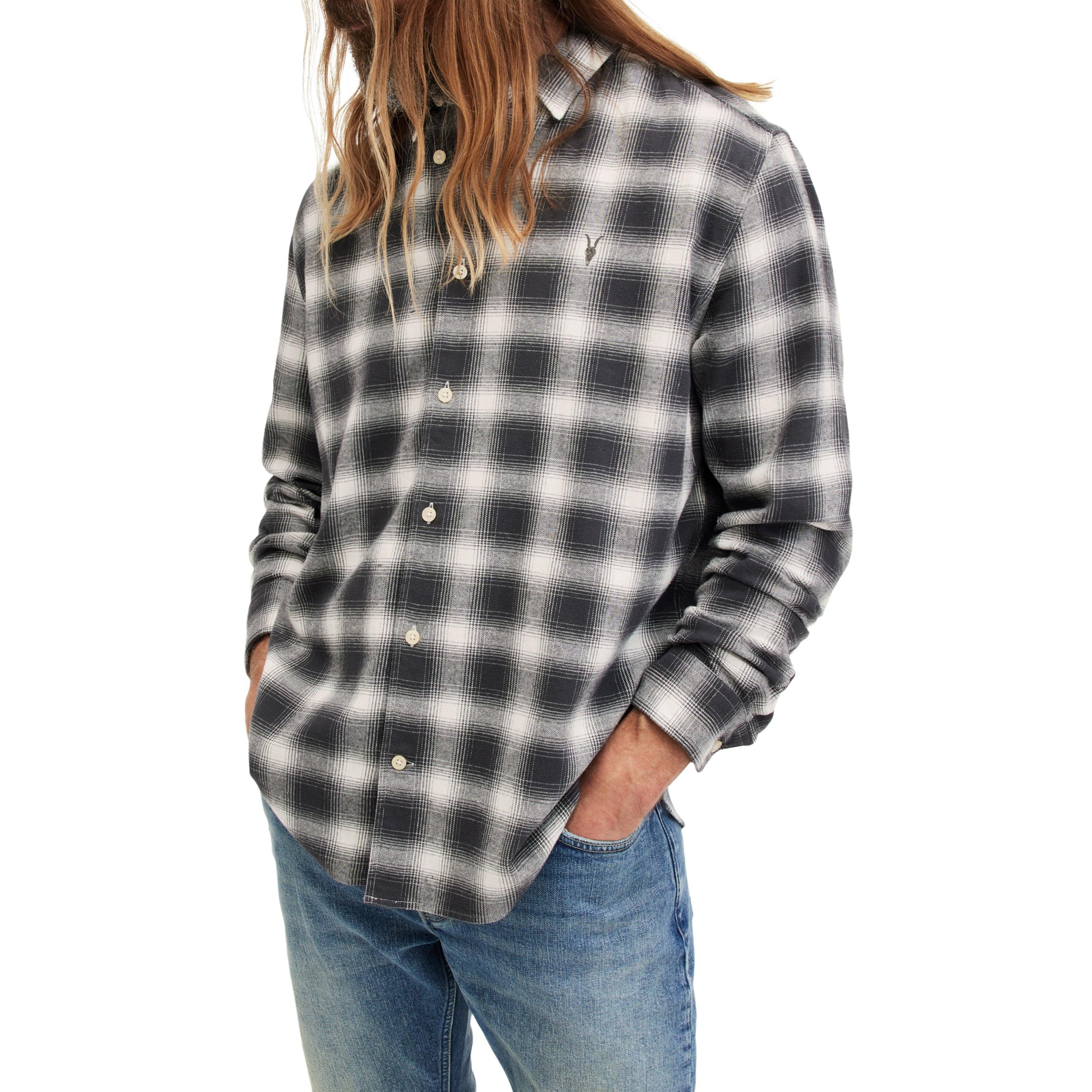 Oatmeal - AllSaints - Men's Malpaso Relaxed Fit Long-Sleeve Plain Shirt - 7