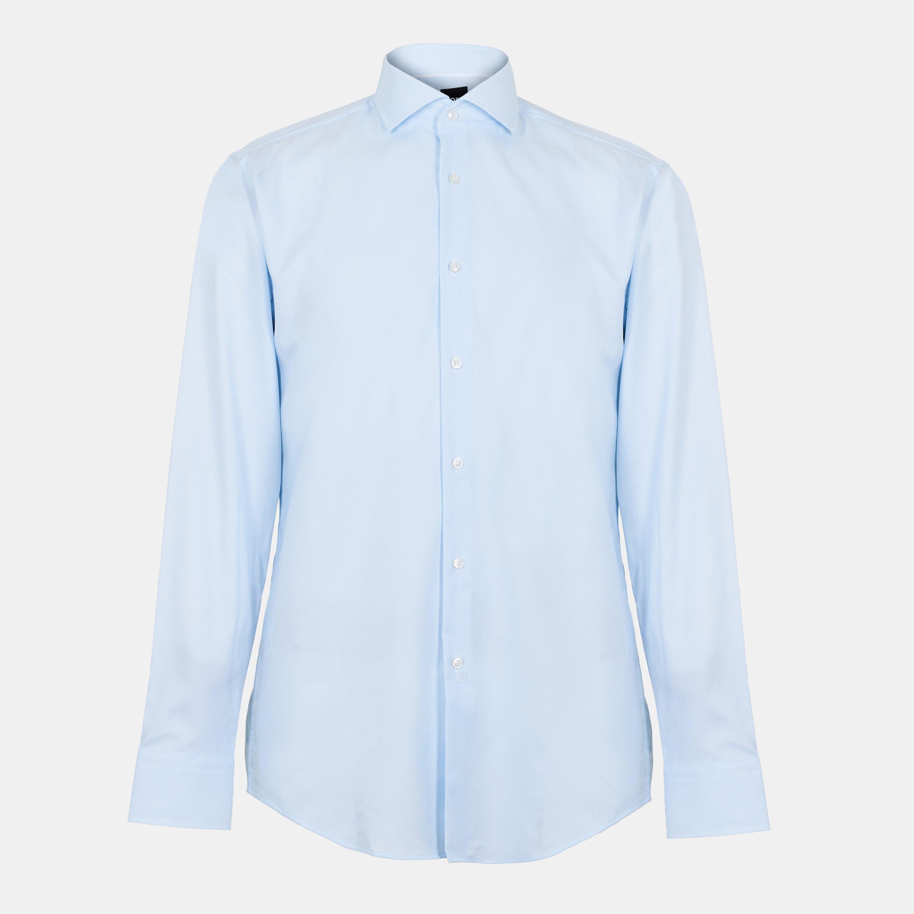 Boss Men's H Hank Spread Long Sleeve Oxford Shirt - Lt/Pastel Blue - Size 16 inch