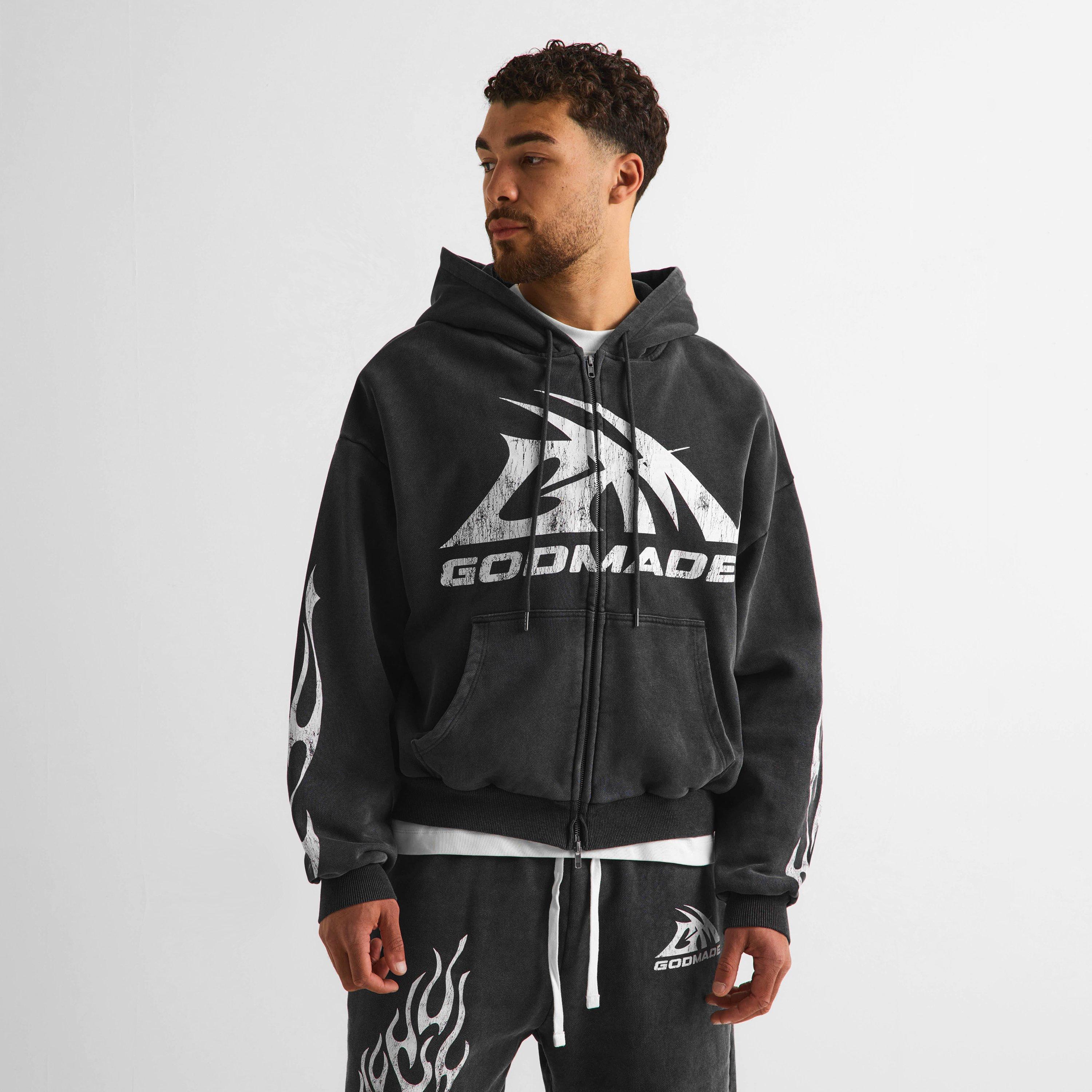 WASH GREY - God Made - Men's Full Zip Fleece - 3