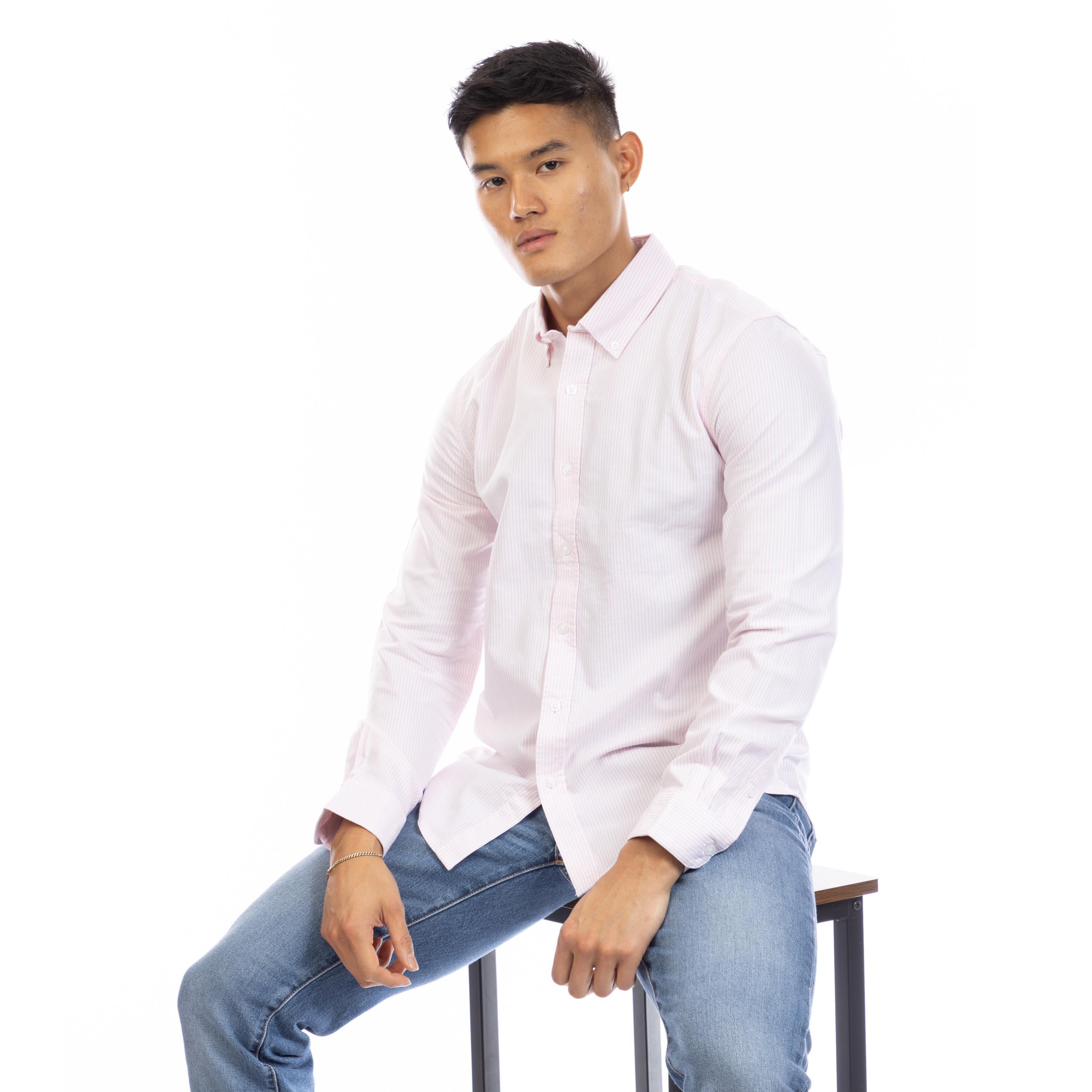 Roze/Wit - Peter Werth - Men's Long Sleeve Shirt - 4