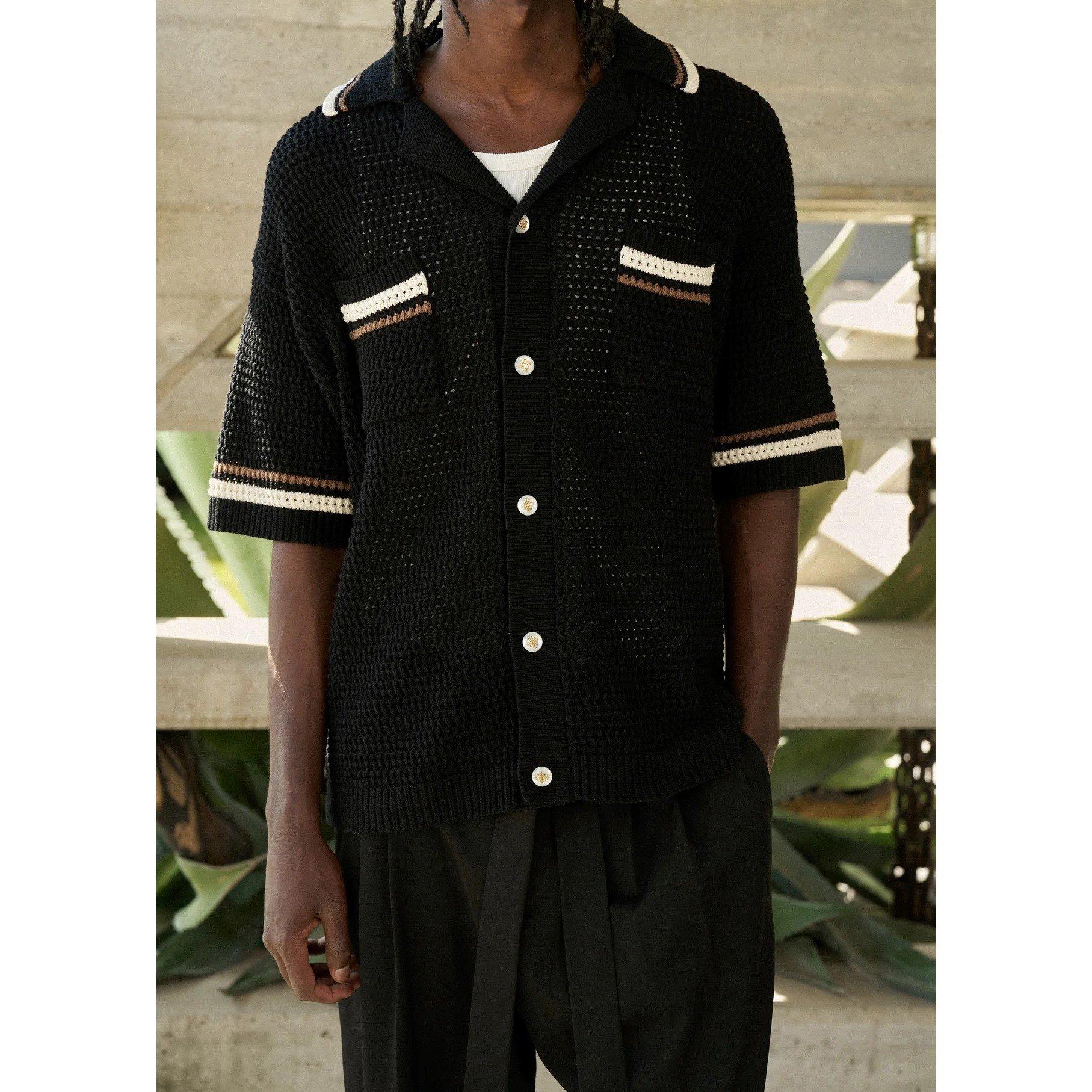 Black - The Couture Club - Men's Patterned Short Sleeve Shirt - 6