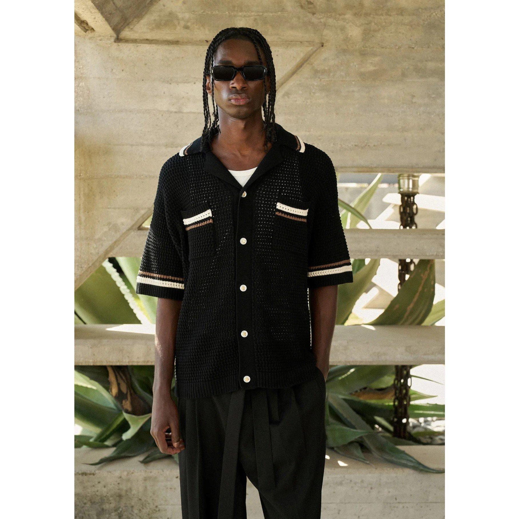 Black - The Couture Club - Men's Patterned Short Sleeve Shirt - 7
