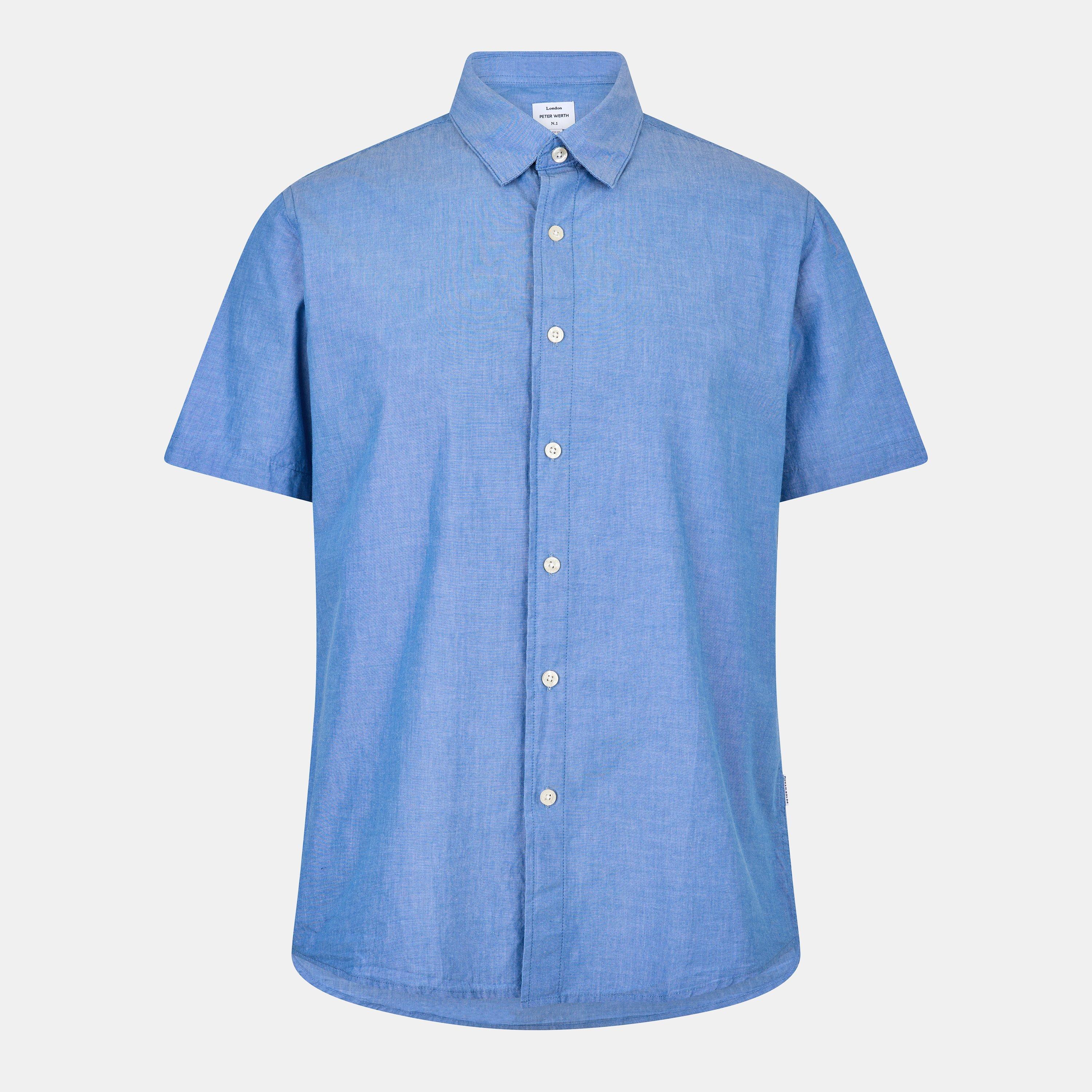 Indigo - Peter Werth - Men's Short Sleeve Plain Shirt - 1