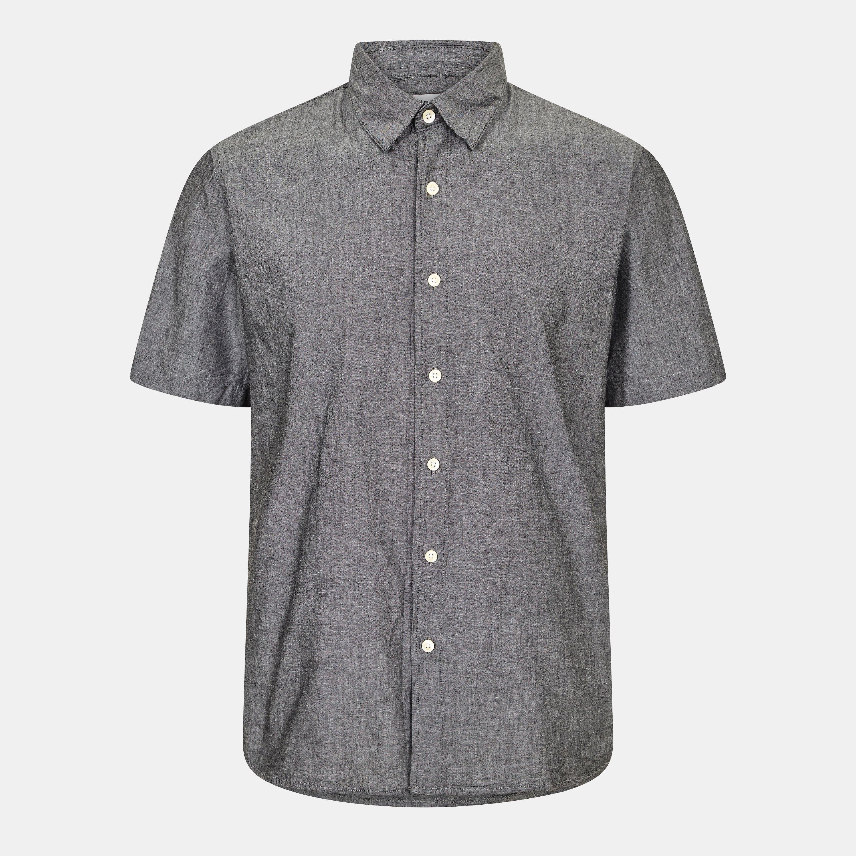 Charcoal - Peter Werth - Men's Plain Short Sleeve Shirt - 1
