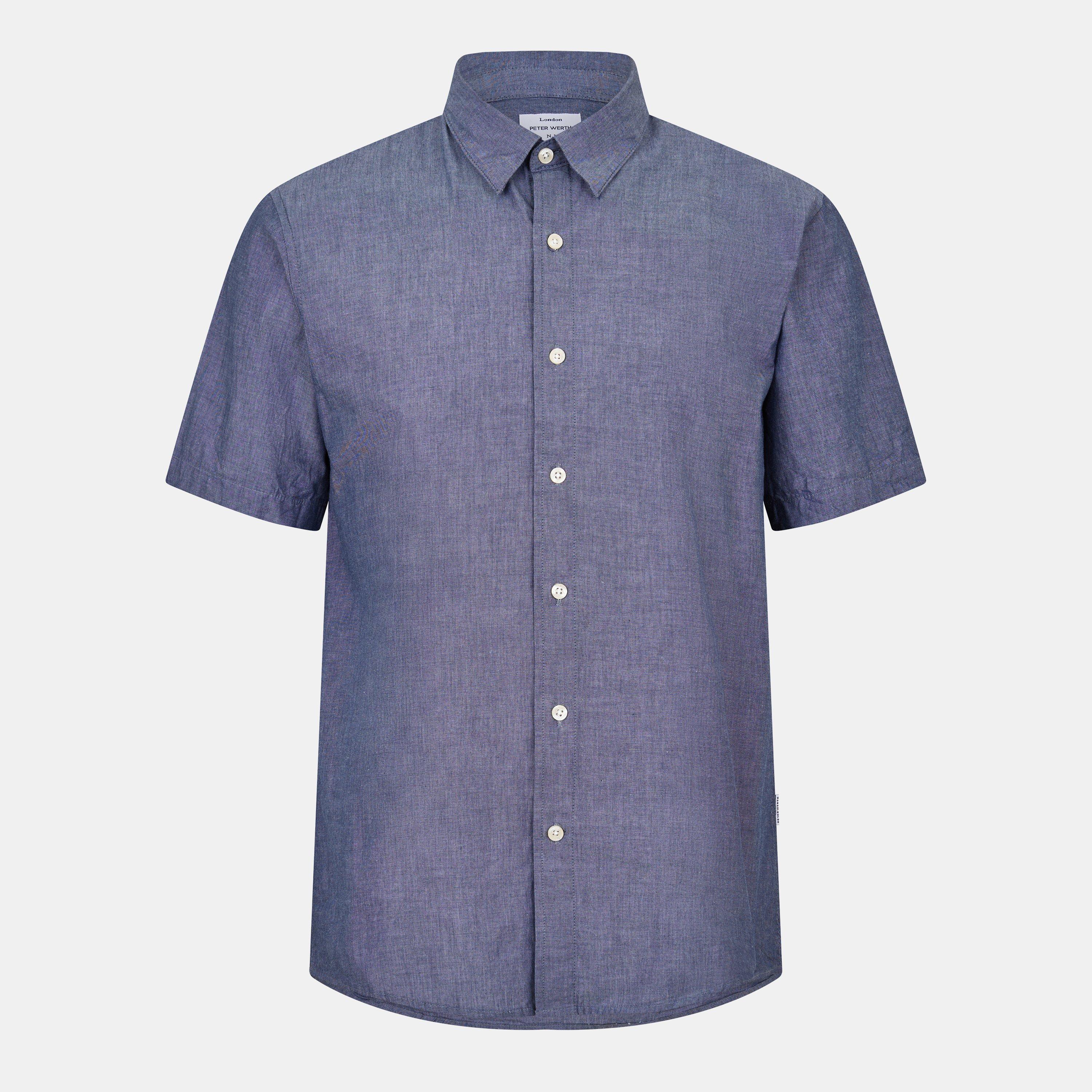 Dark Indigo - Peter Werth - Men's Plain Short Sleeve Shirt - 1