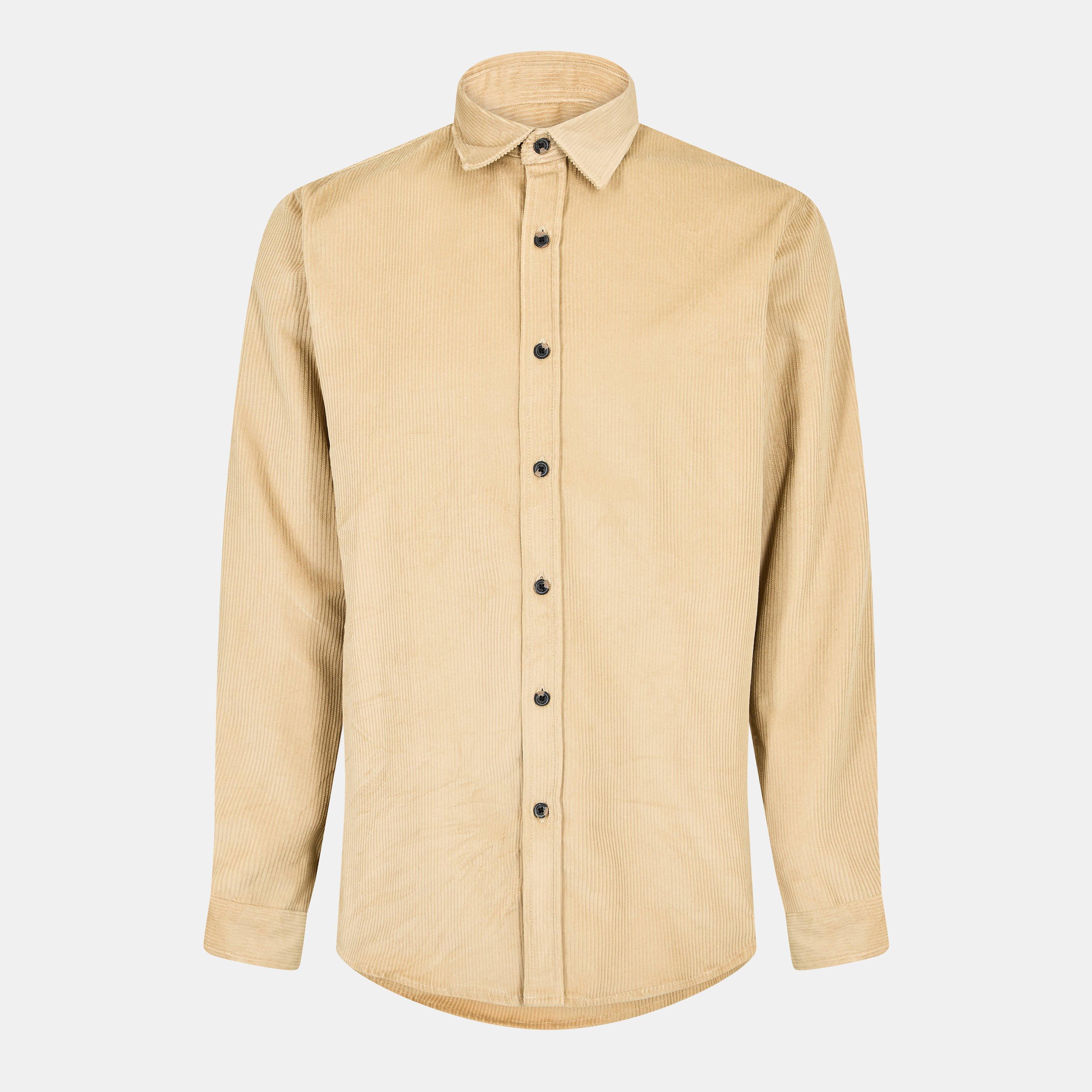 Sand Brown - Peter Werth - Men's Bexley Long Sleeve Plain Shirt - 1