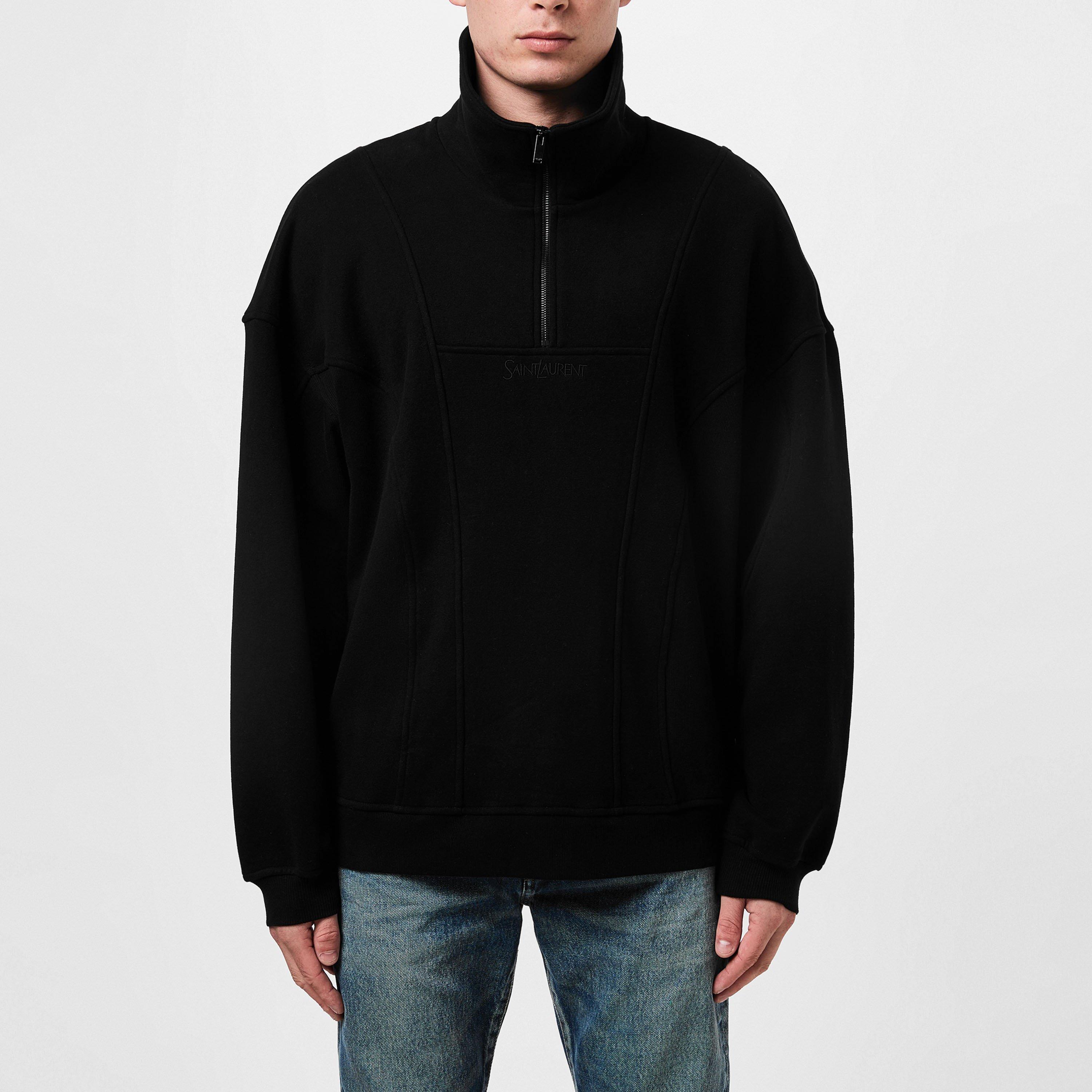 Noir - Saint Laurent - Half Zip Logo Sweatshirt - 1