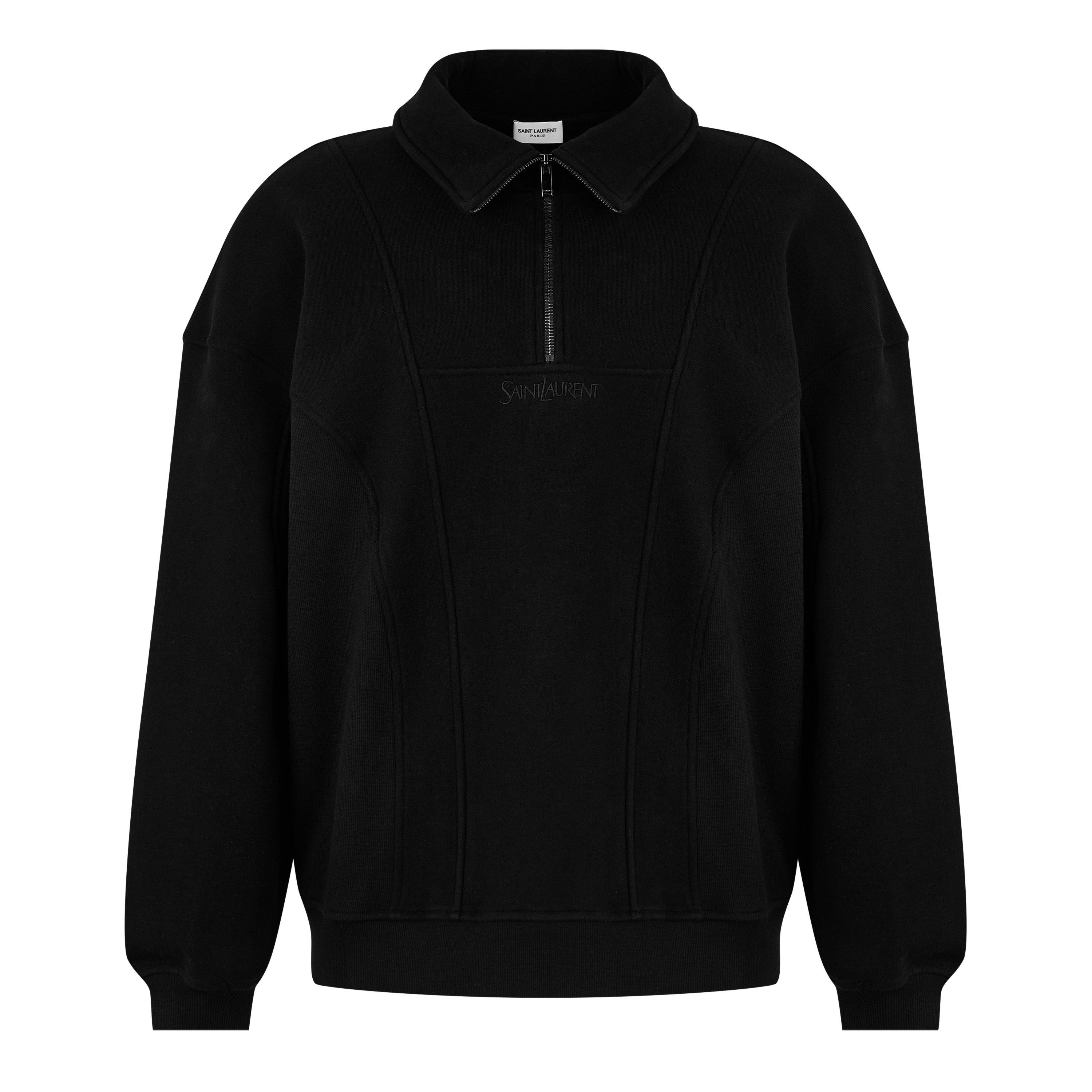 Noir - Saint Laurent - Half Zip Logo Sweatshirt - 5