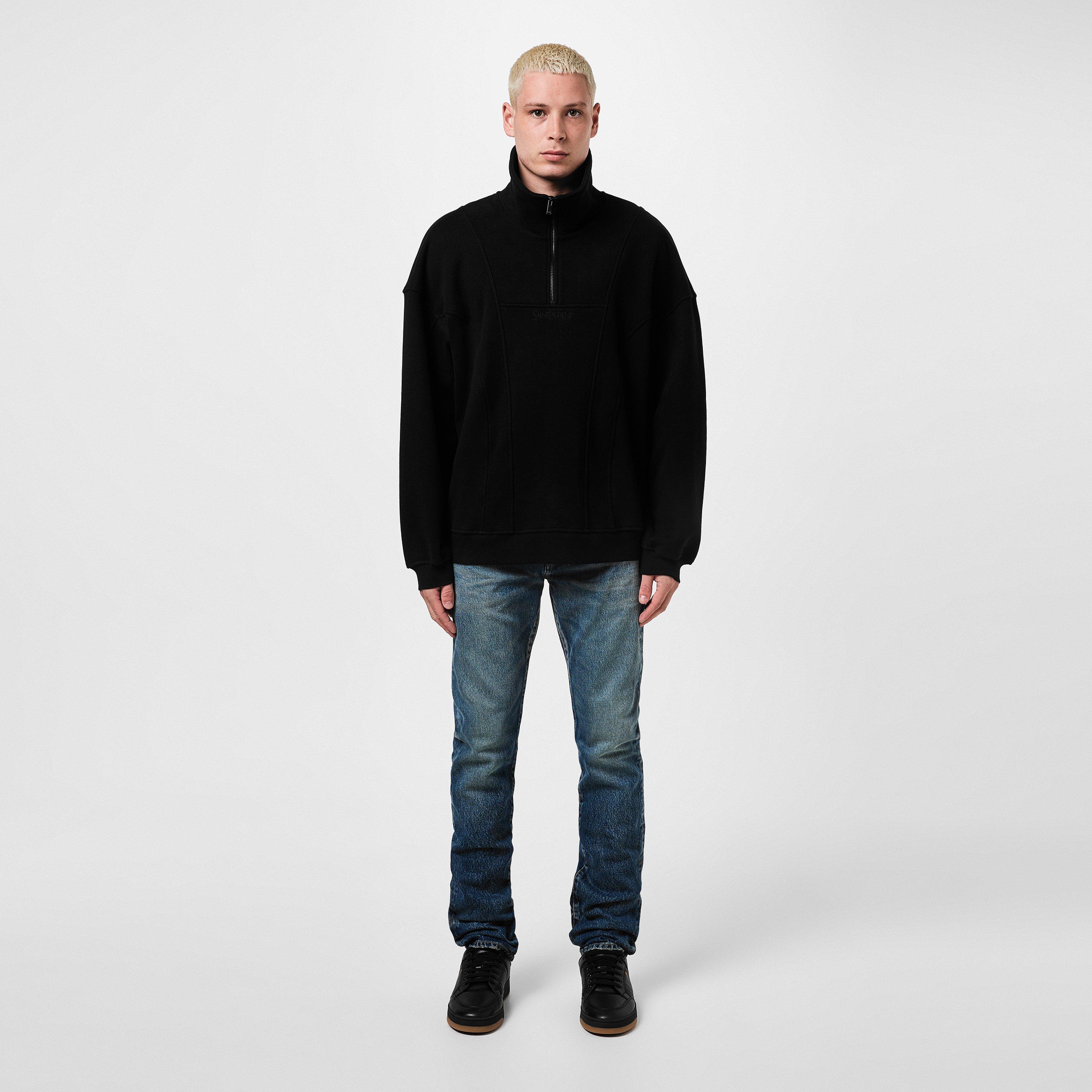 Noir - Saint Laurent - Half Zip Logo Sweatshirt - 4
