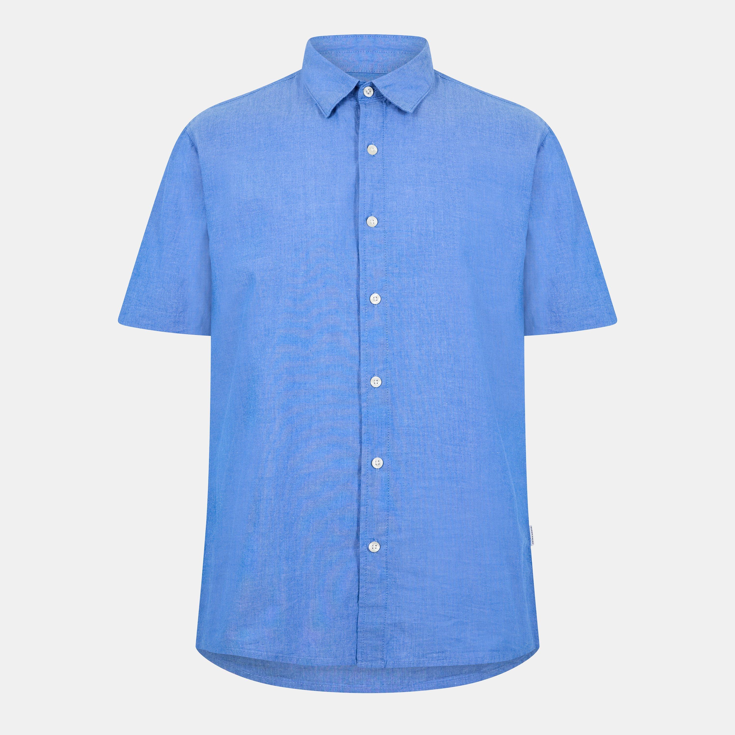 Indigo - Peter Werth - Men's Short Sleeve Plain Shirt - 1