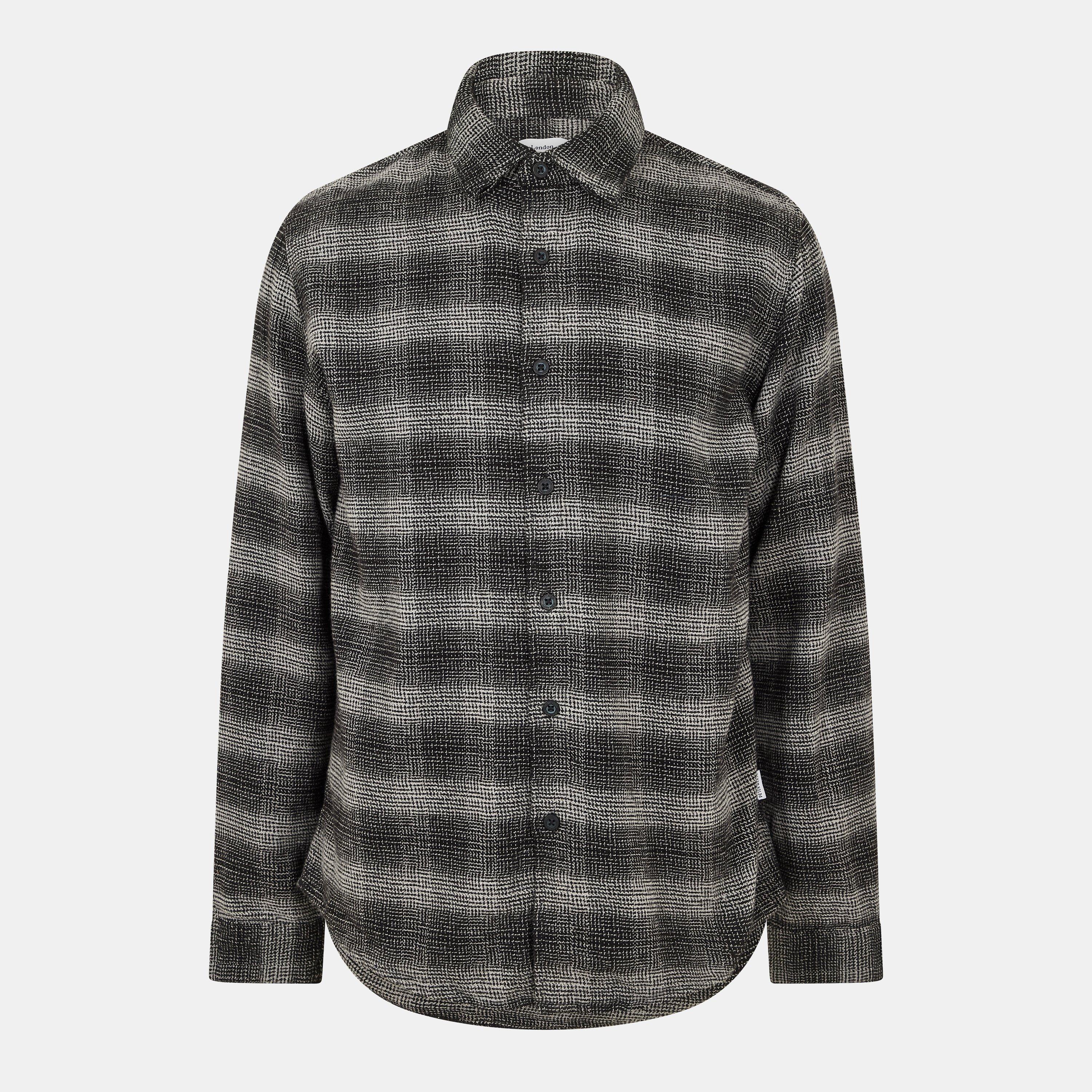 Peter Werth Men's Long Sleeve Plain Shirt - Black/Grey - Medium