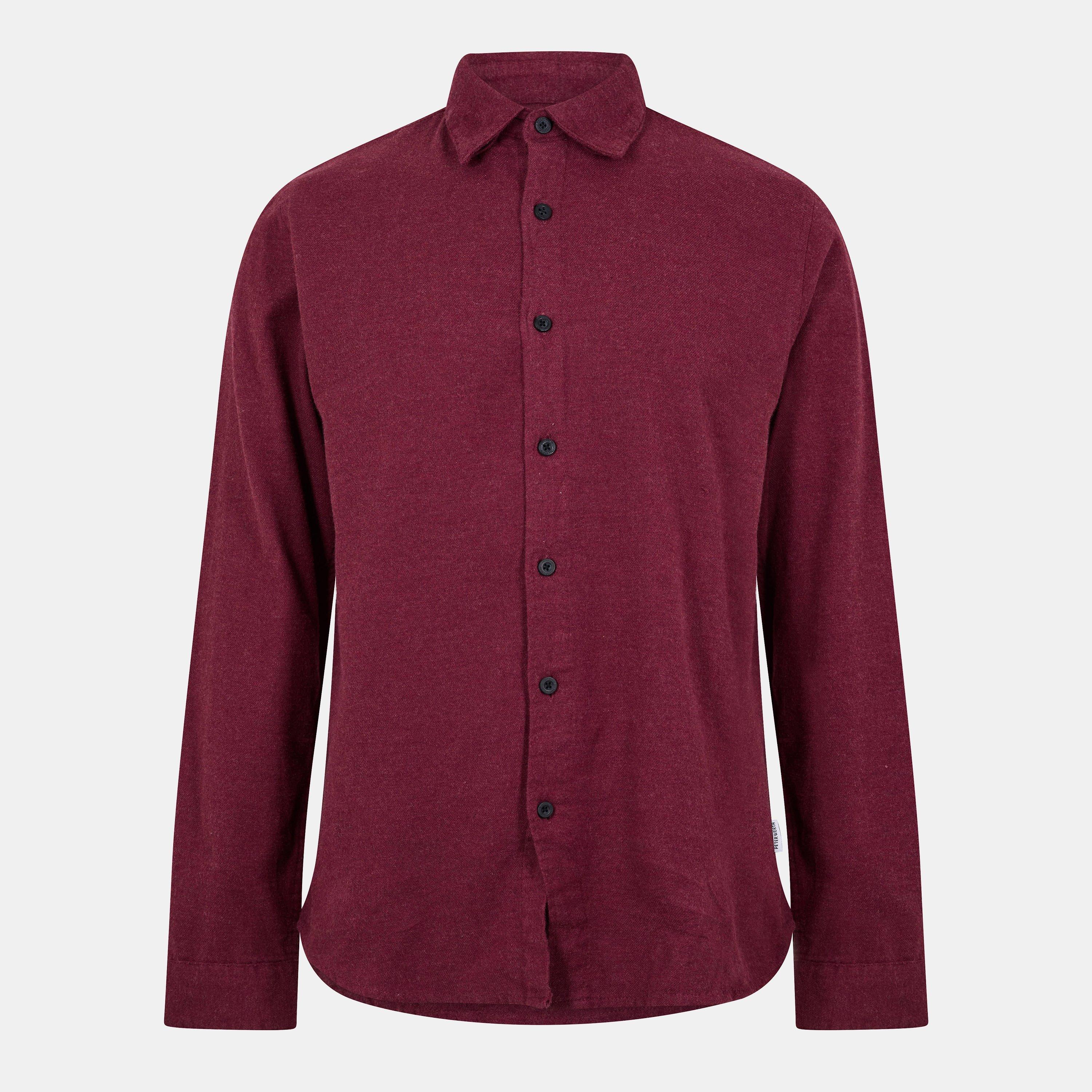 Burgundy - Peter Werth - Men's Long Sleeve Plain Shirt - 1