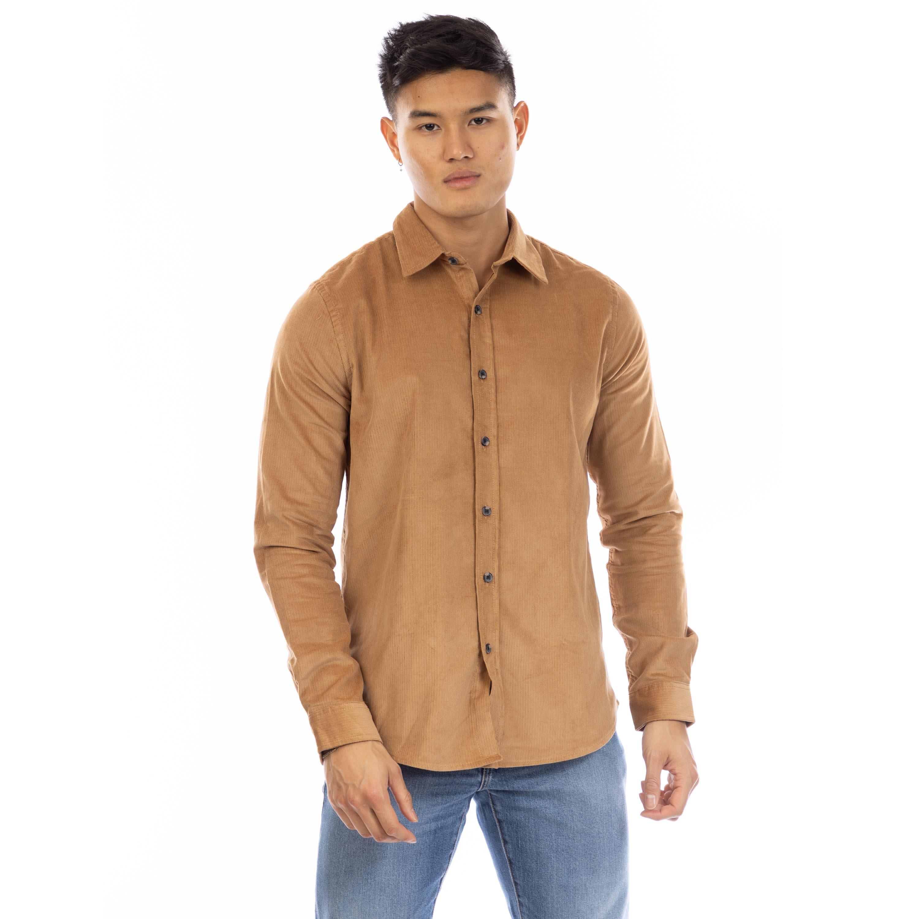 Sand Brown - Peter Werth - Men's Bicknell Long Sleeve Plain Shirt - 1