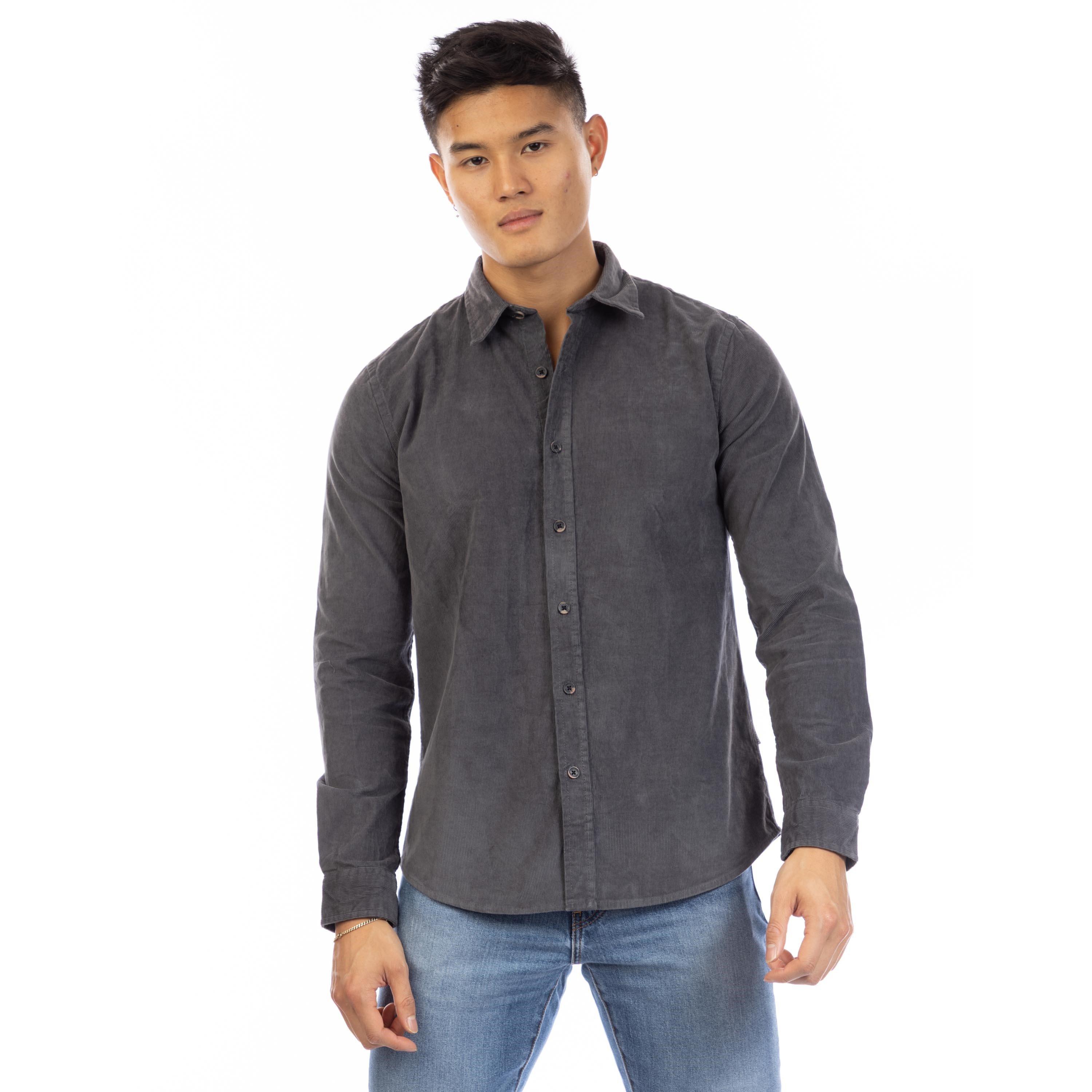Grey - Peter Werth - Men's Bramford Long Sleeve Plain Shirt - 1