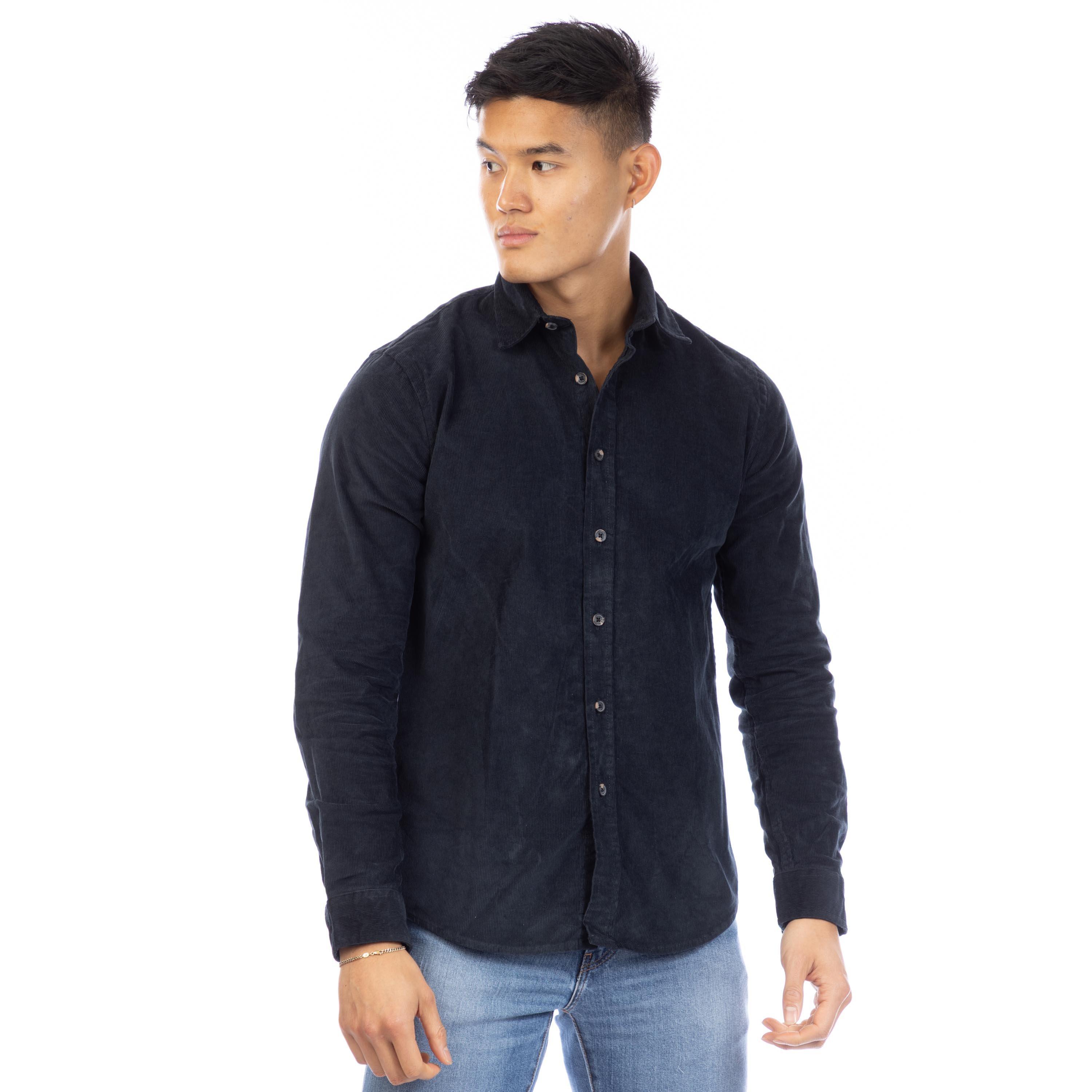 Peter Werth Men's Bramford Long Sleeve Plain Shirt - Navy - Large