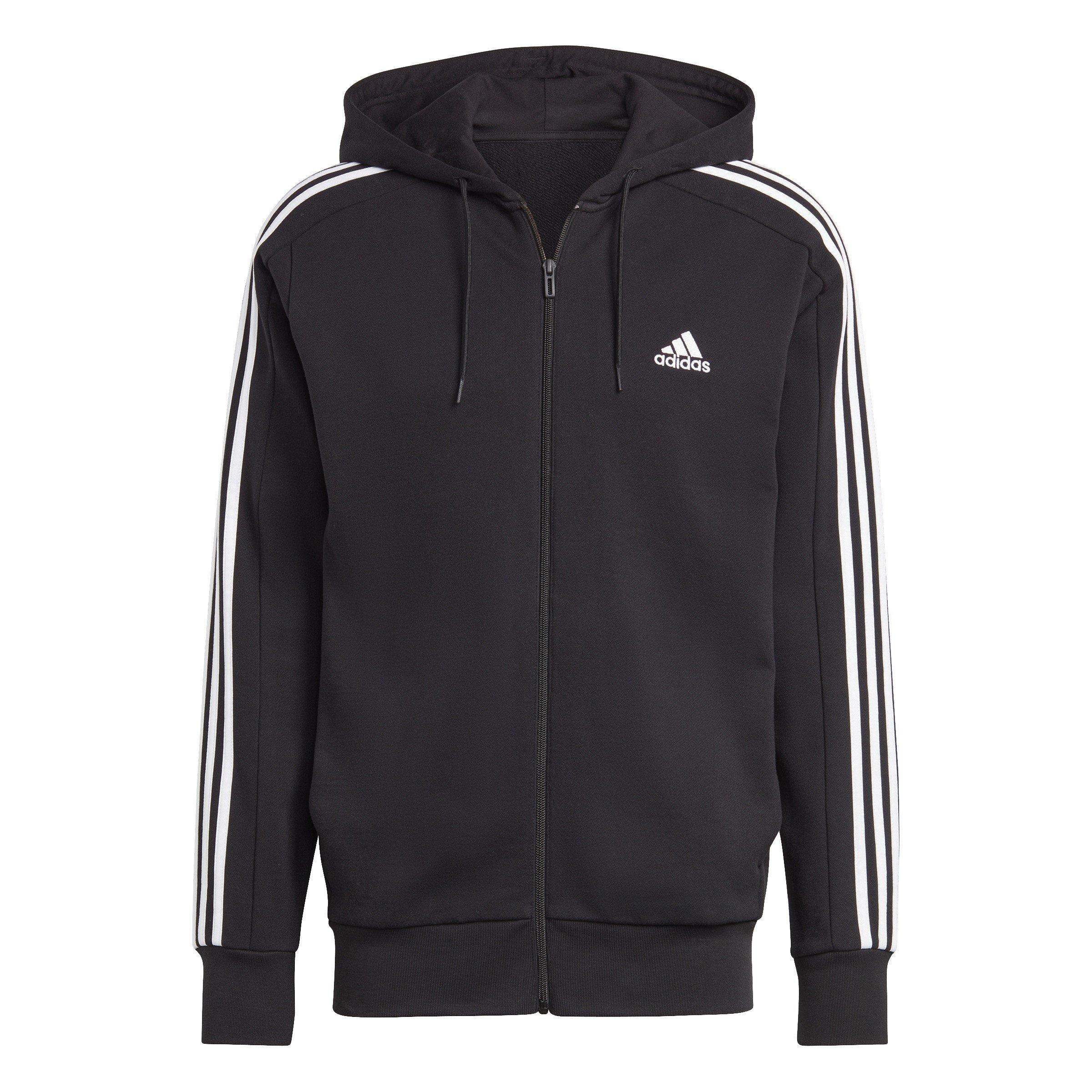 Essentials French Terry 3 Stripes Zip Hoodie Mens