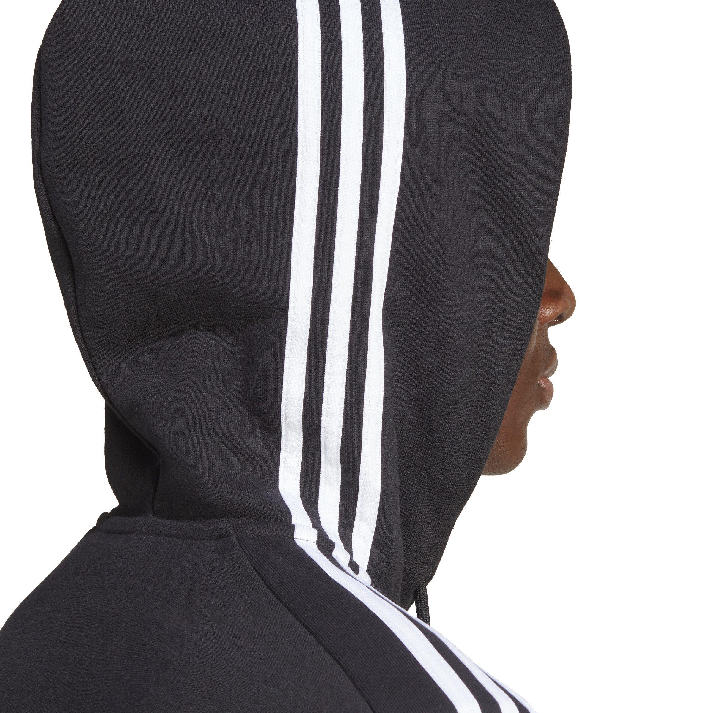 Black/White - adidas - Essentials French Terry 3-Stripes Zip Hoodie Mens - 7