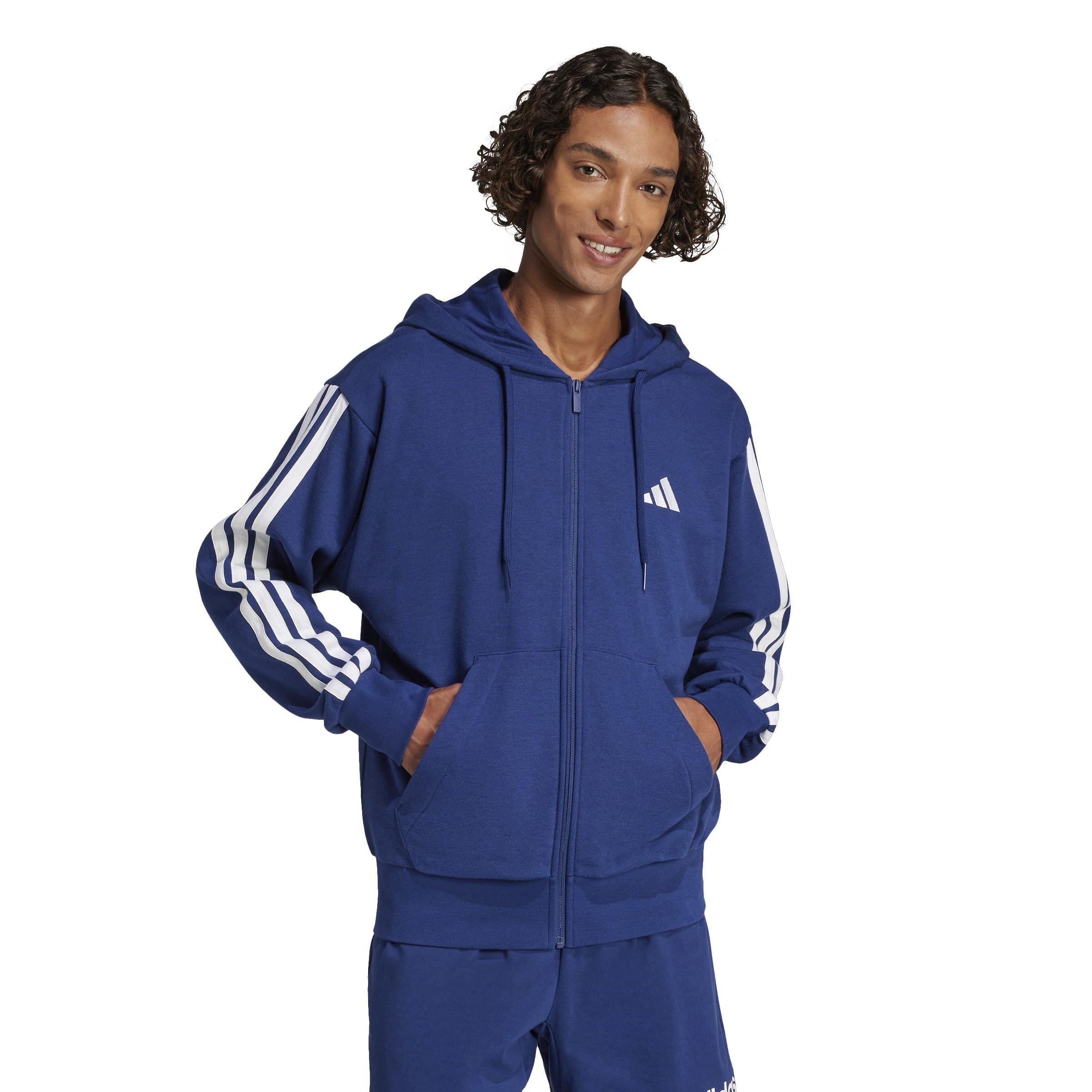 Legend Ink/Wht - adidas - Essentials French Terry 3-Stripes Zip Hoodie Mens - 2