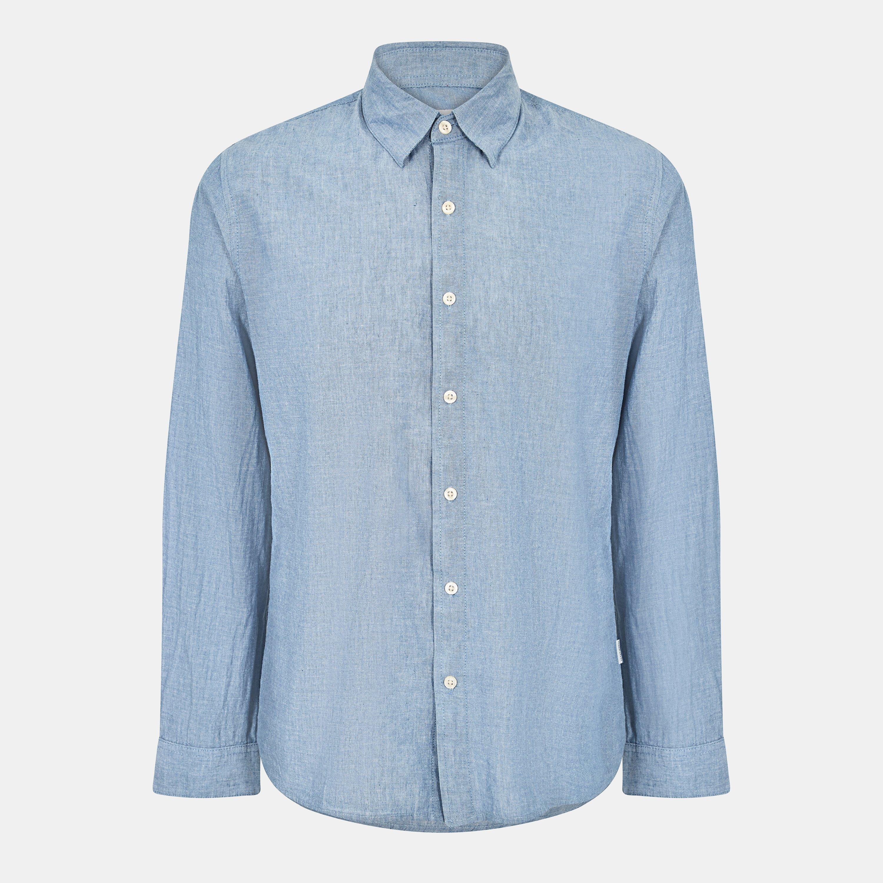 Indigo - Peter Werth - Men's Harlan Long Sleeve Plain Shirt - 1
