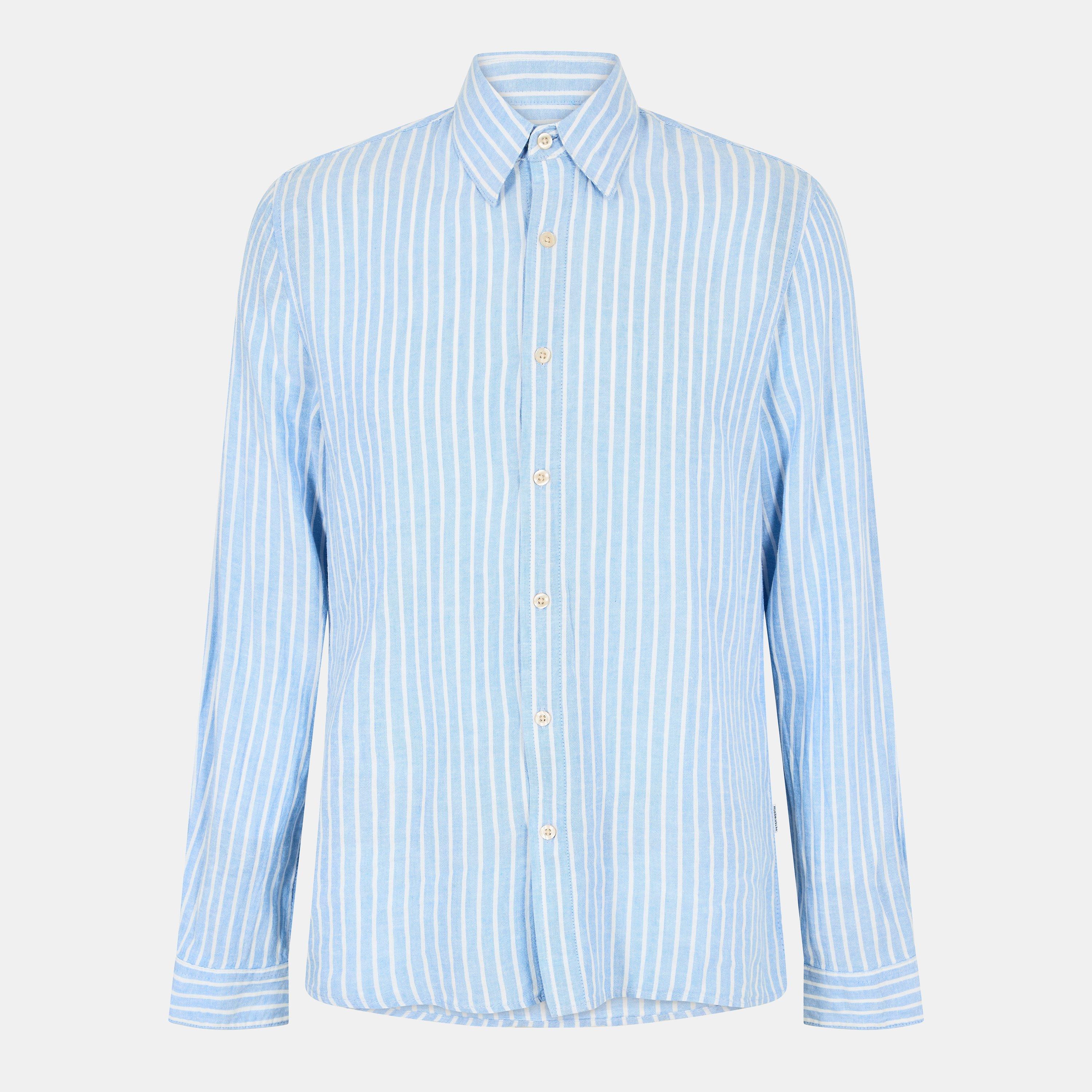 Blue/White - Peter Werth - Men's Pappworth Long Sleeve Plain Shirt - 1