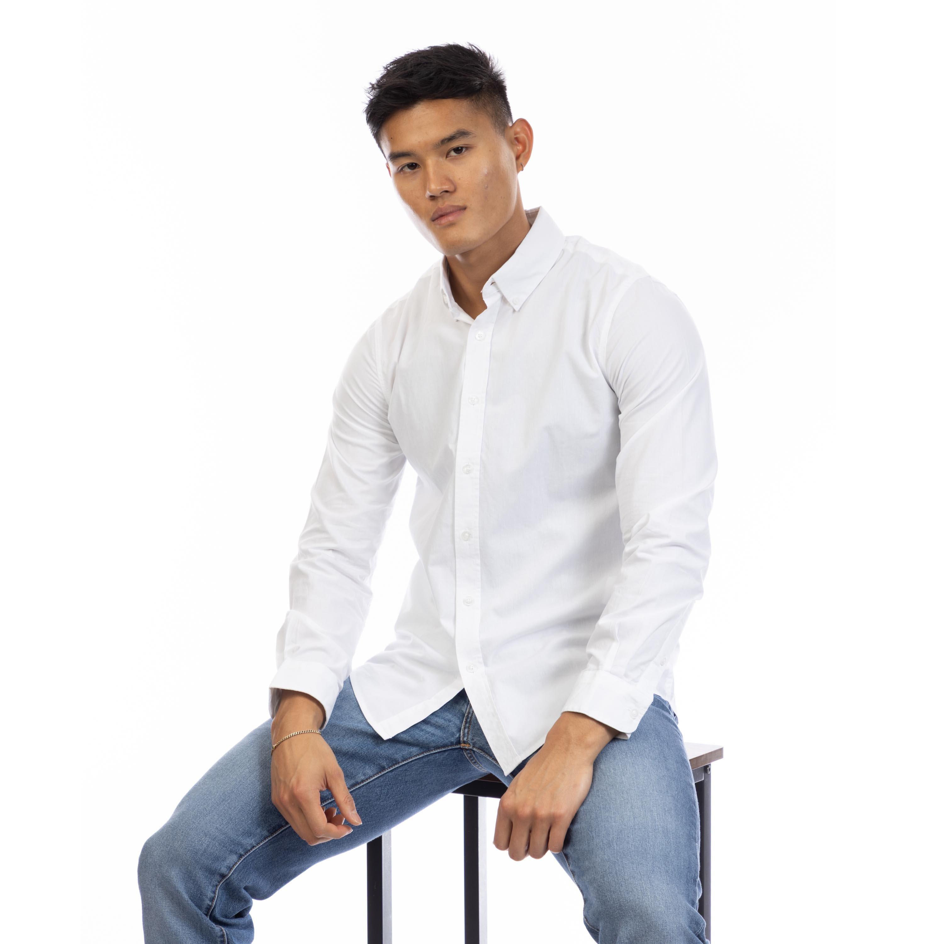 Wit - Peter Werth - Men's Long Sleeve Plain Shirt - 4